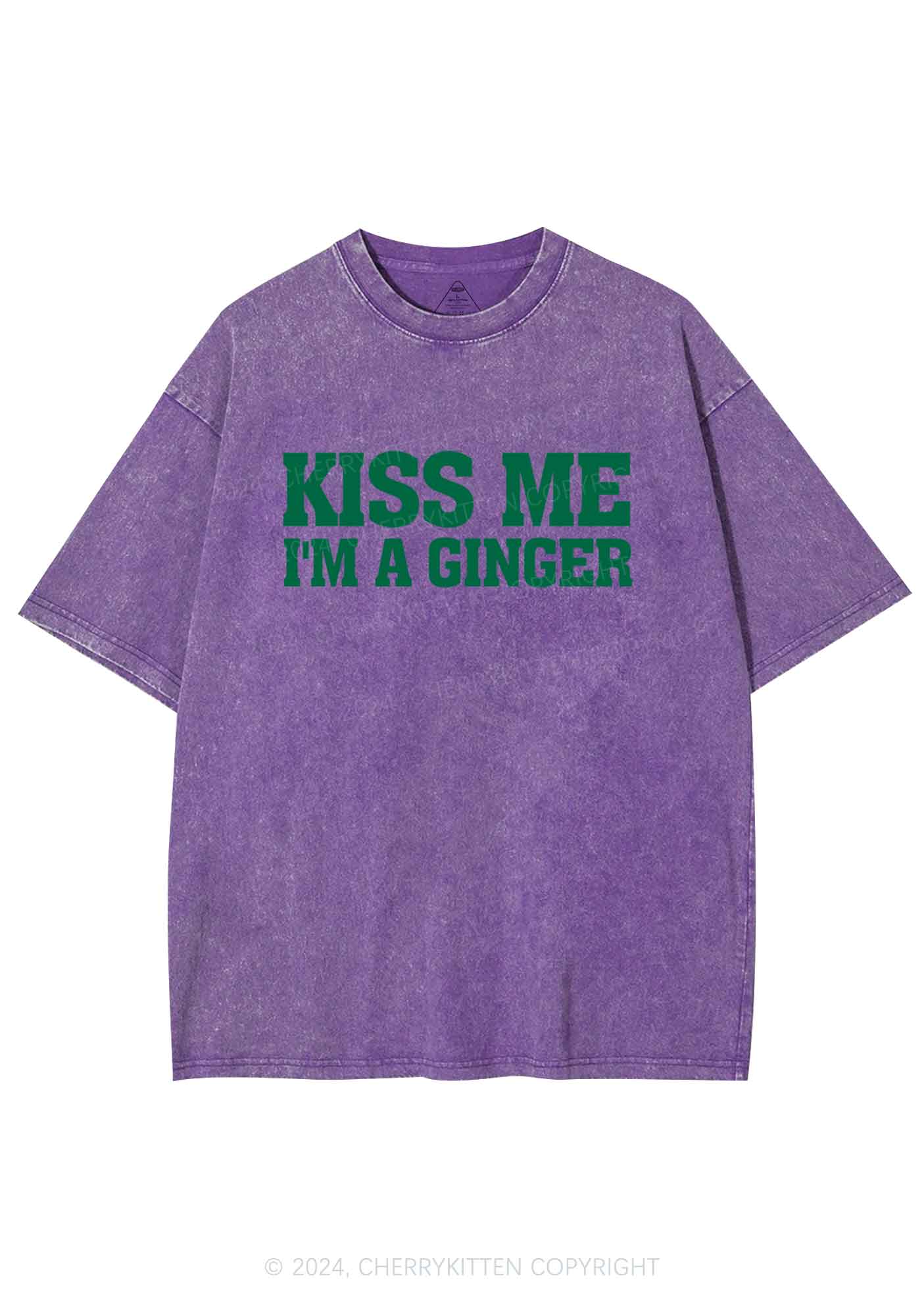 Kiss Me Im Ginger St Patricks Y2K Washed Tee Cherrykitten - Image 8