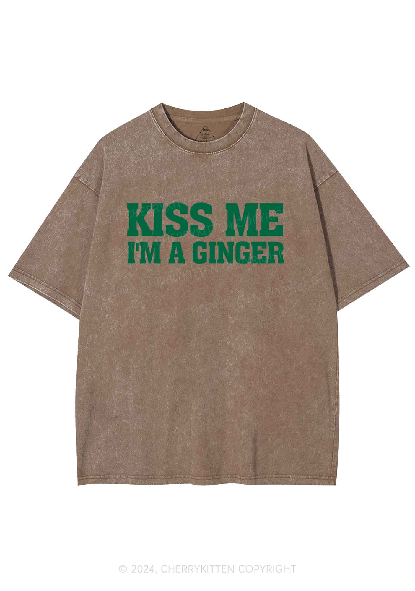 Kiss Me Im Ginger St Patricks Y2K Washed Tee Cherrykitten - Image 9