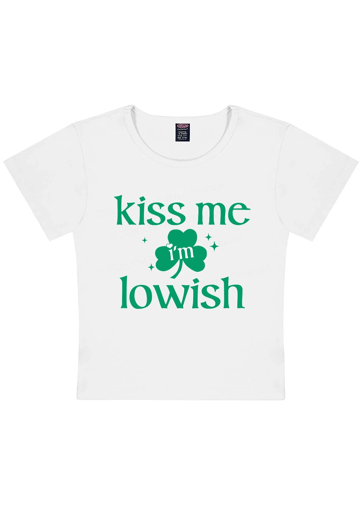 Kiss Me Im Iowish St Patricks Y2K Baby Tee Cherrykitten - Image 4