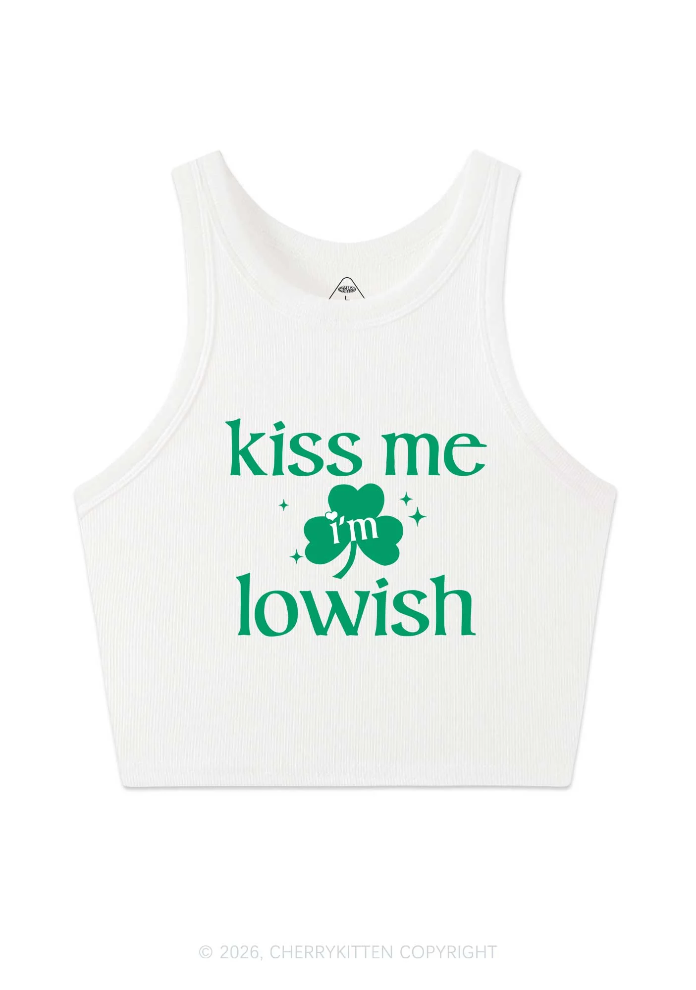 Kiss Me Im Iowish St Patricks Y2K Crop Tank Top Cherrykitten - Image 4
