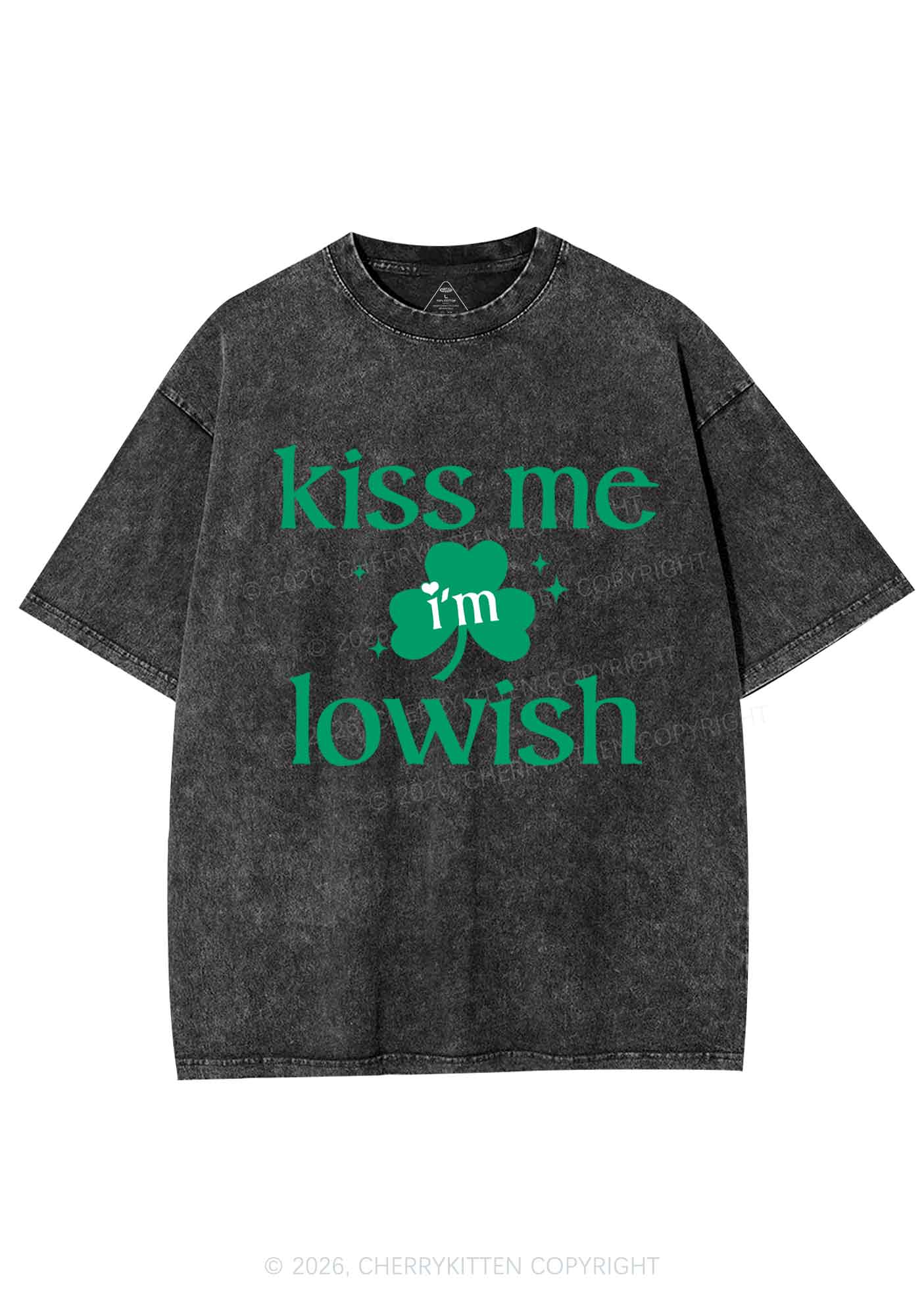 Kiss Me Im Iowish St Patricks Y2K Shirts Washed Tee Cherrykitten - Image 3
