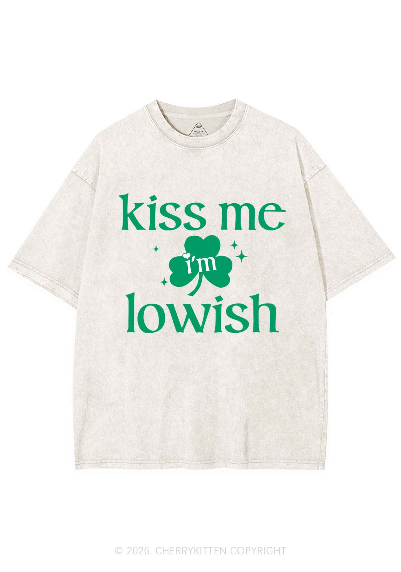 Kiss Me Im Iowish St Patricks Y2K Shirts Washed Tee Cherrykitten - Image 4
