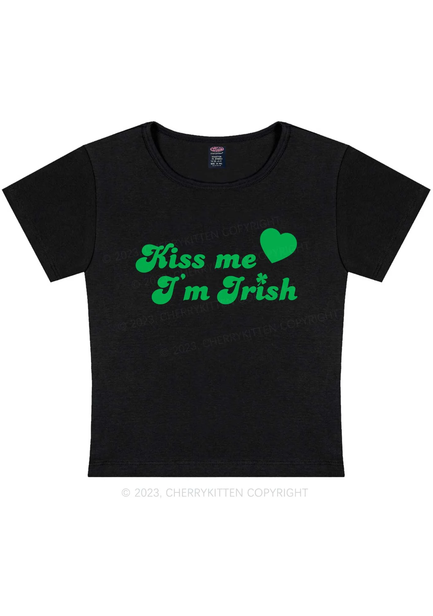 Kiss Me I'm Irish St Patricks Y2K Baby Tee Cherrykitten - Image 3