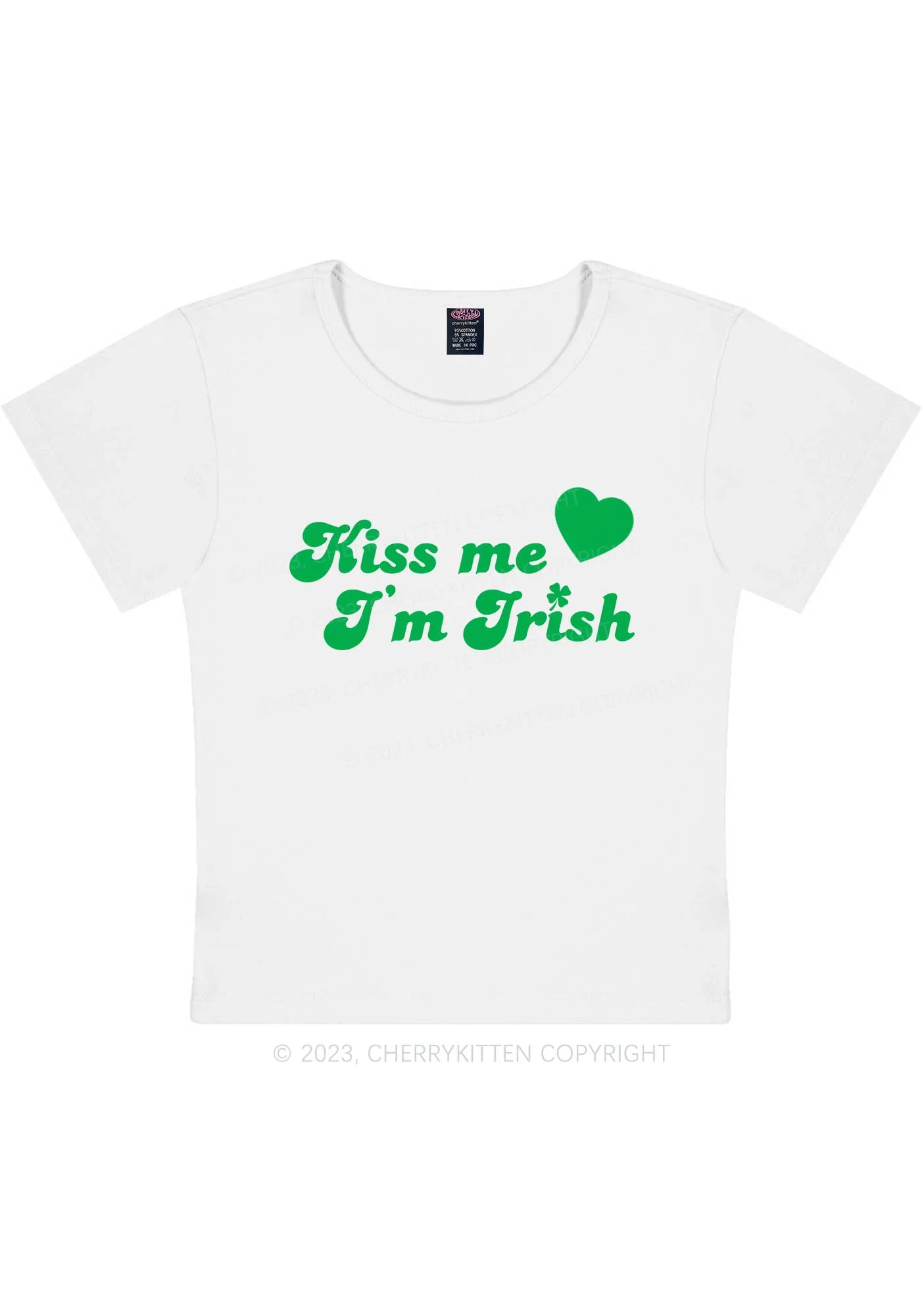 Kiss Me I'm Irish St Patricks Y2K Baby Tee Cherrykitten - Image 4