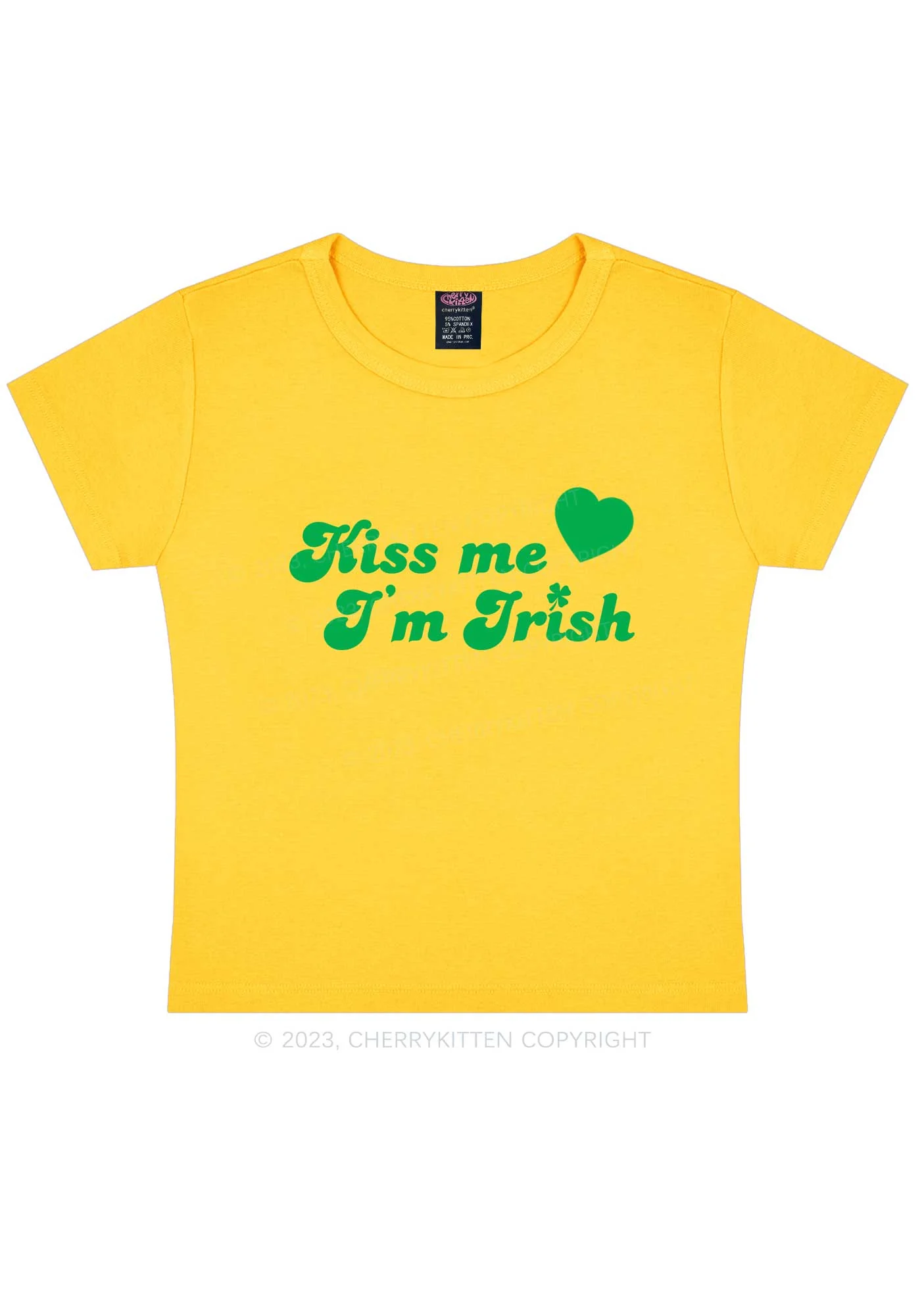 Kiss Me I'm Irish St Patricks Y2K Baby Tee Cherrykitten - Image 5