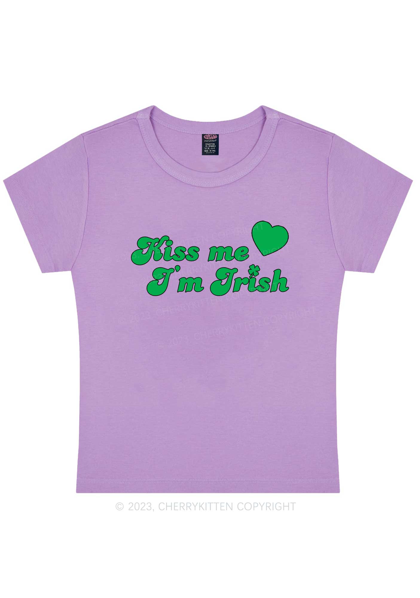 Kiss Me I'm Irish St Patricks Y2K Baby Tee Cherrykitten - Image 6