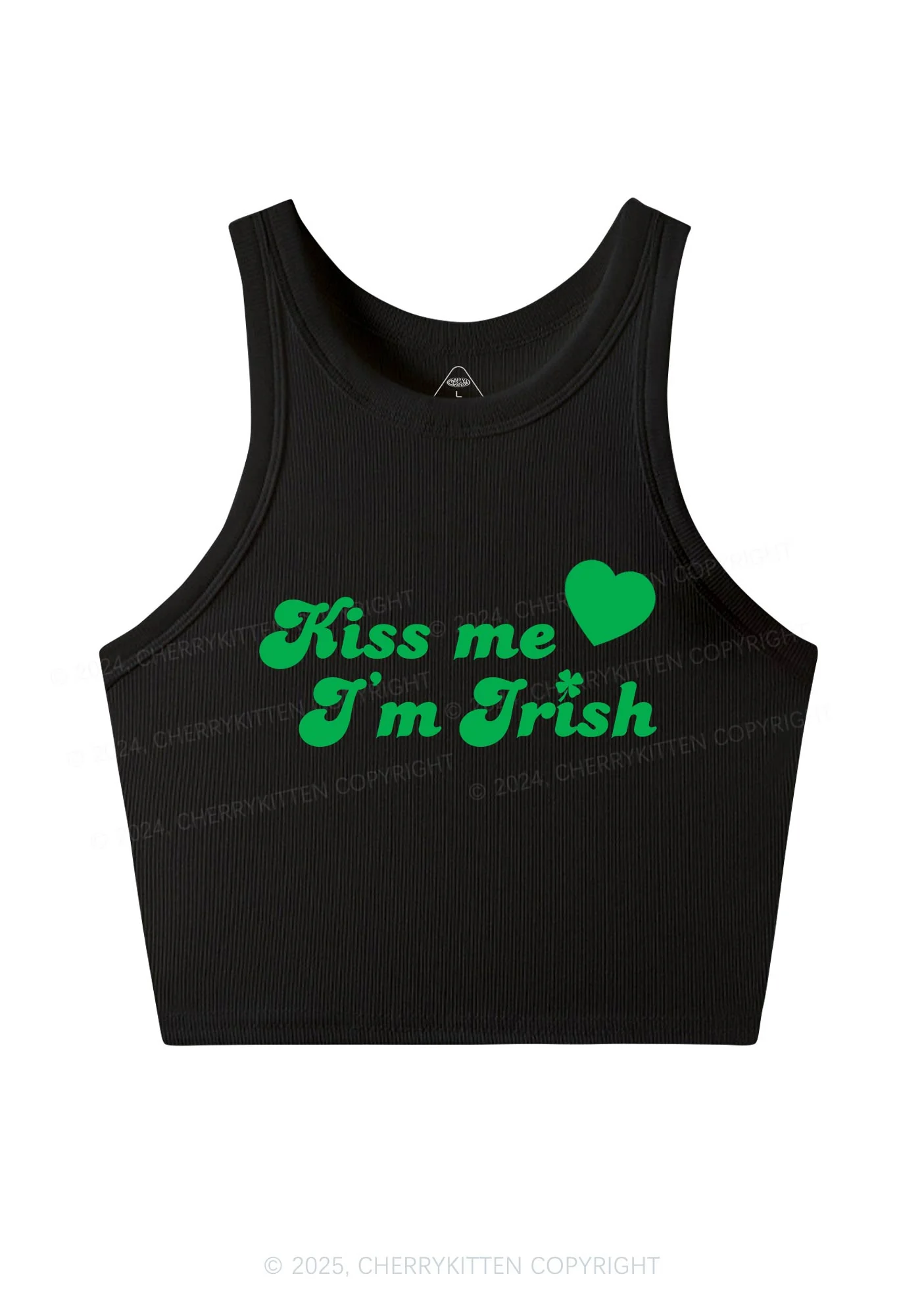 Kiss Me I'm Irish St Patricks Y2K Crop Tank Top Cherrykitten - Image 4