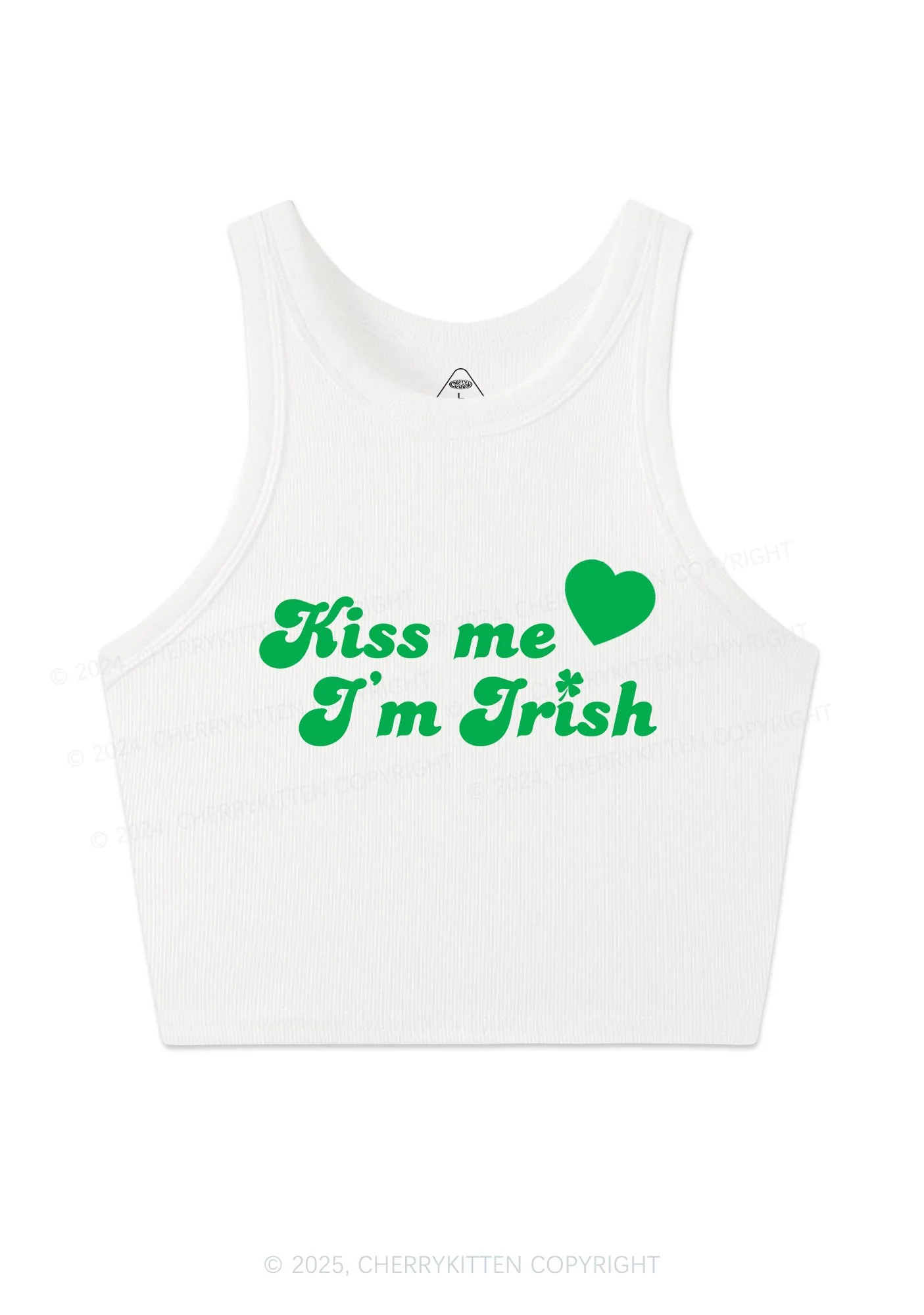 Kiss Me I'm Irish St Patricks Y2K Crop Tank Top Cherrykitten - Image 5