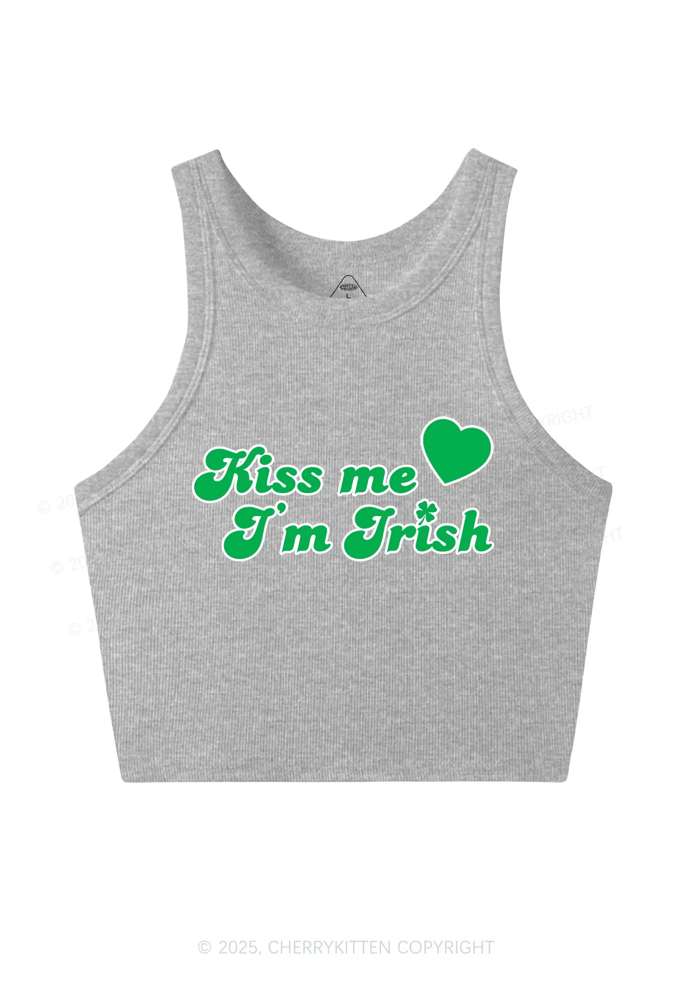 Kiss Me I'm Irish St Patricks Y2K Crop Tank Top Cherrykitten - Image 6