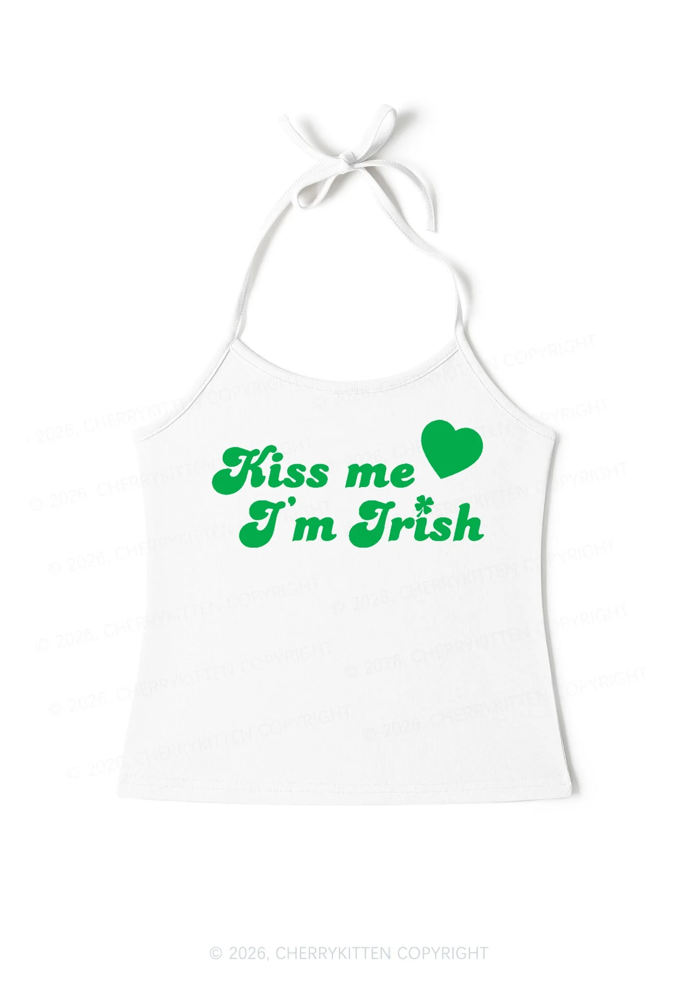 Kiss Me Im Irish St Patricks Y2K Halter Neck Cami Cherrykitten - Image 3