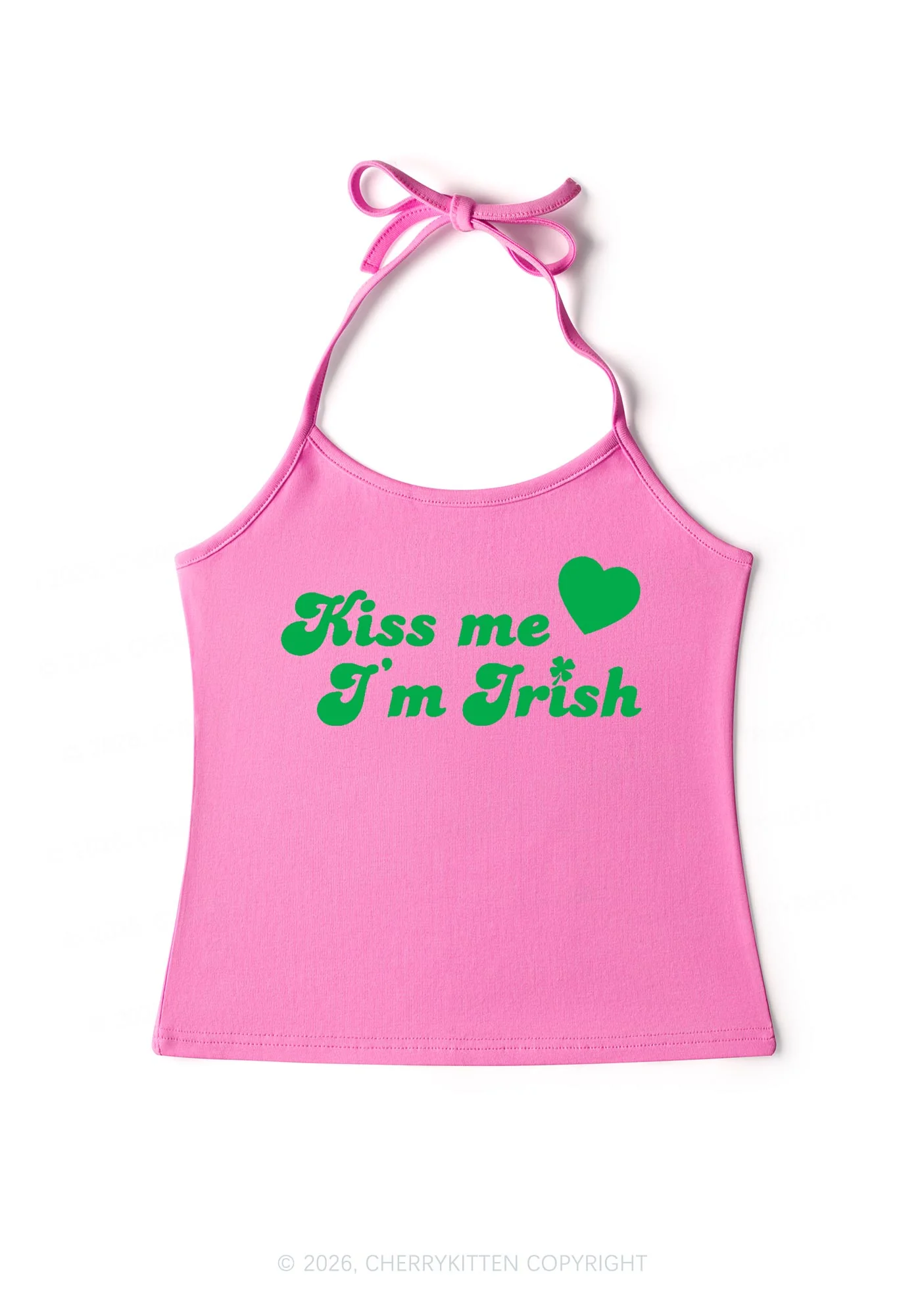 Kiss Me Im Irish St Patricks Y2K Halter Neck Cami Cherrykitten - Image 4