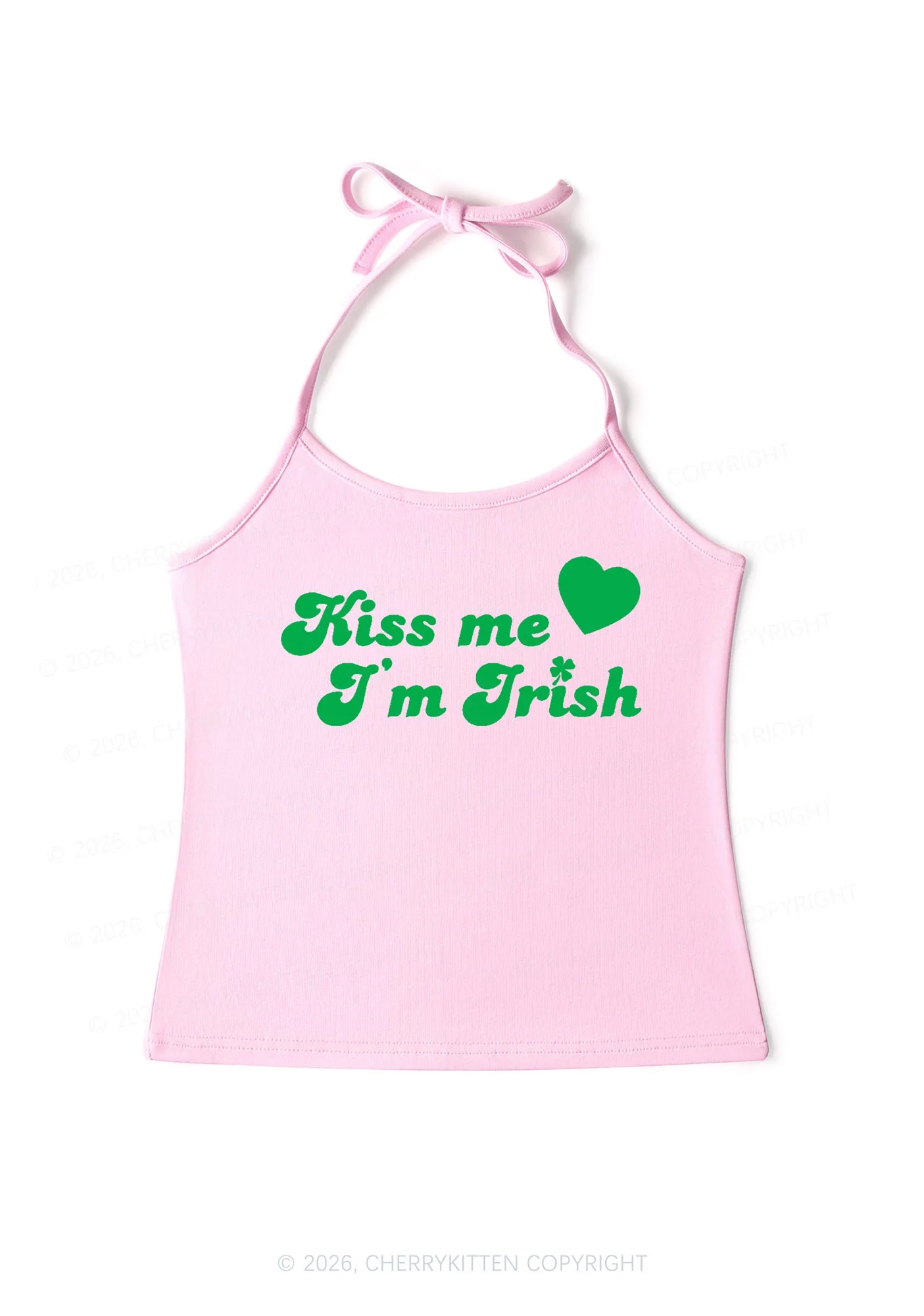 Kiss Me Im Irish St Patricks Y2K Halter Neck Cami Cherrykitten - Image 5