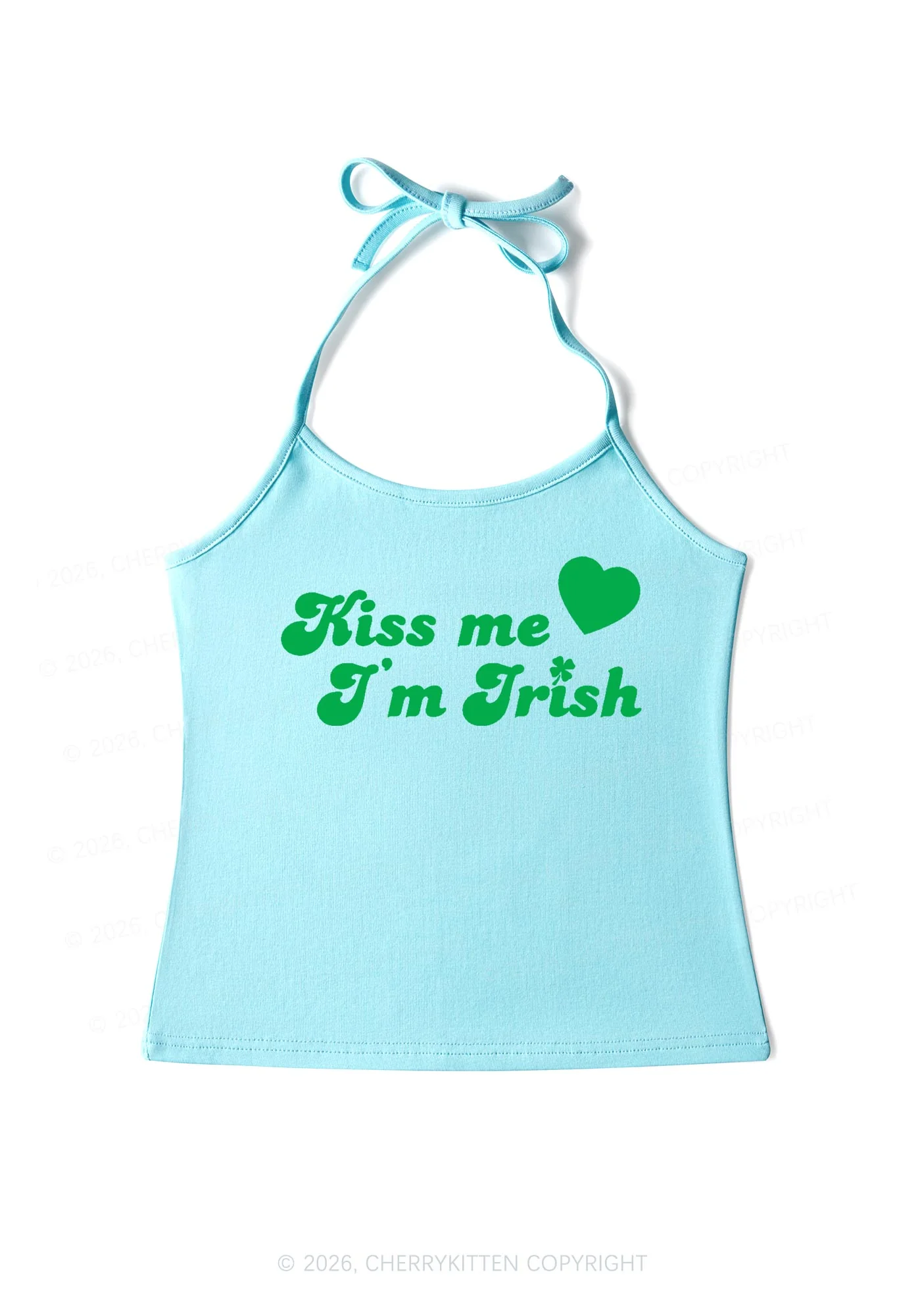 Kiss Me Im Irish St Patricks Y2K Halter Neck Cami Cherrykitten - Image 6