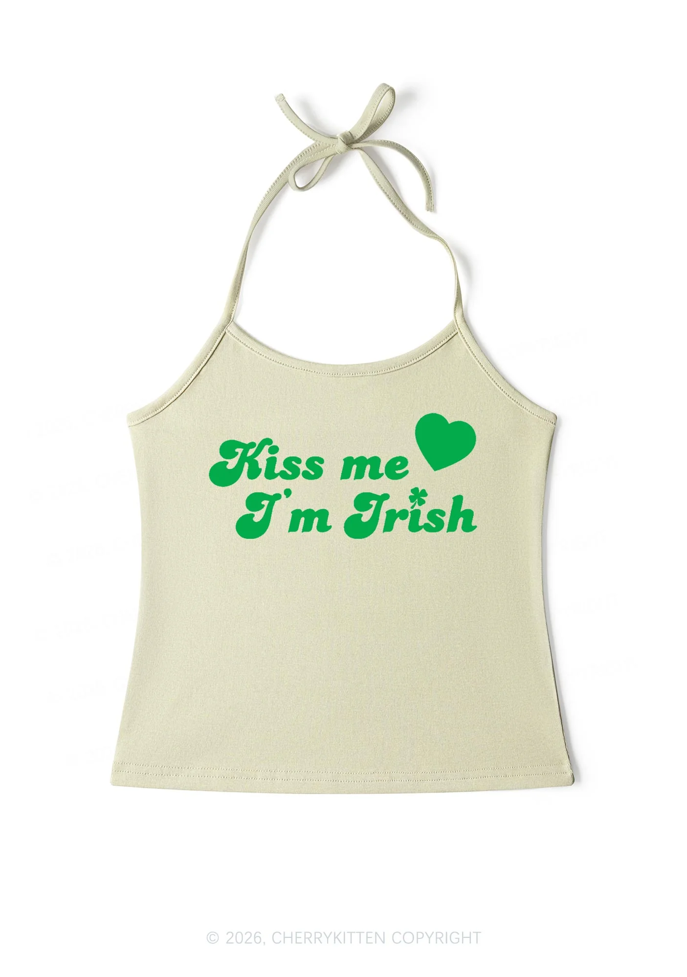 Kiss Me Im Irish St Patricks Y2K Halter Neck Cami Cherrykitten - Image 7