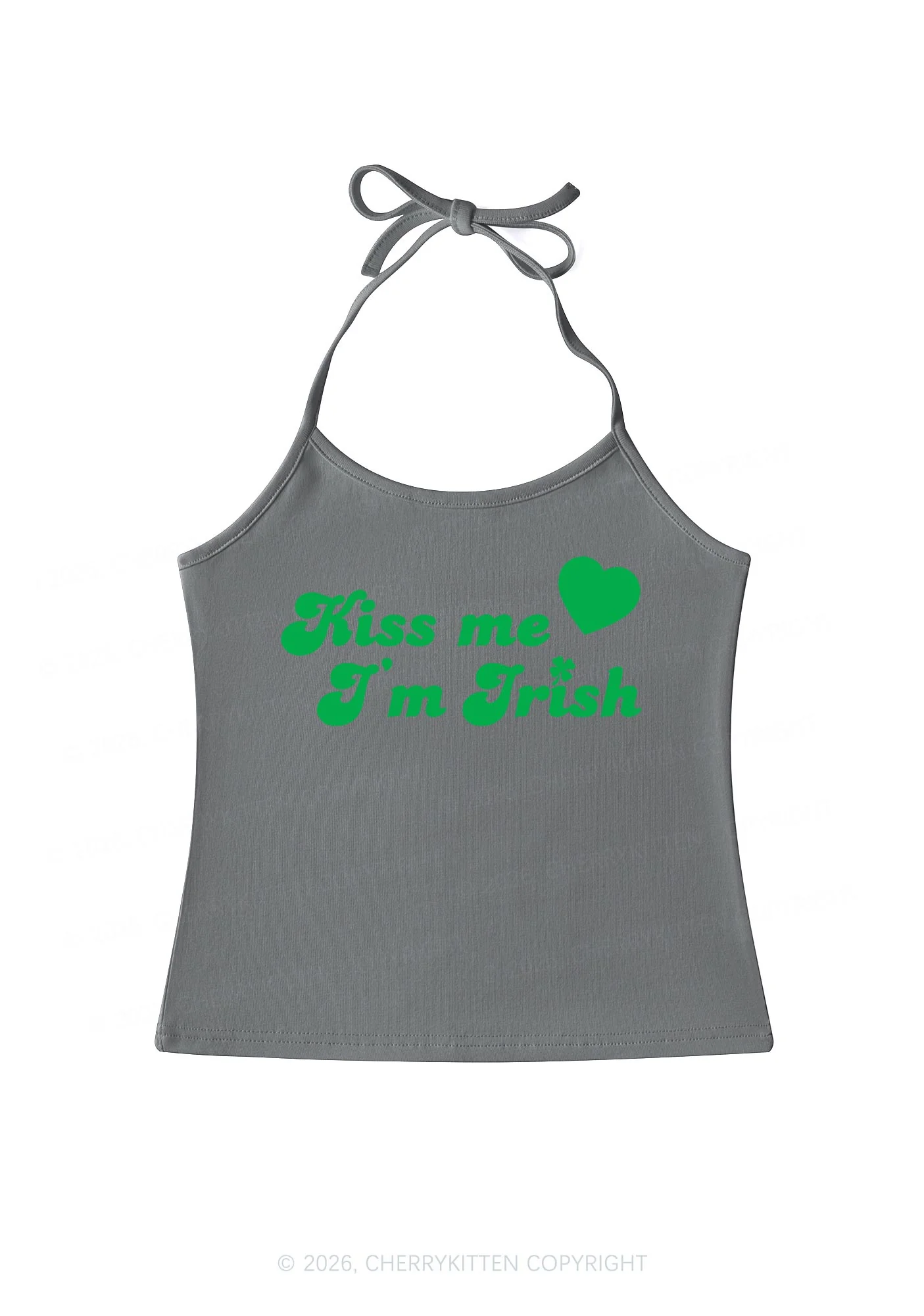 Kiss Me Im Irish St Patricks Y2K Halter Neck Cami Cherrykitten - Image 8