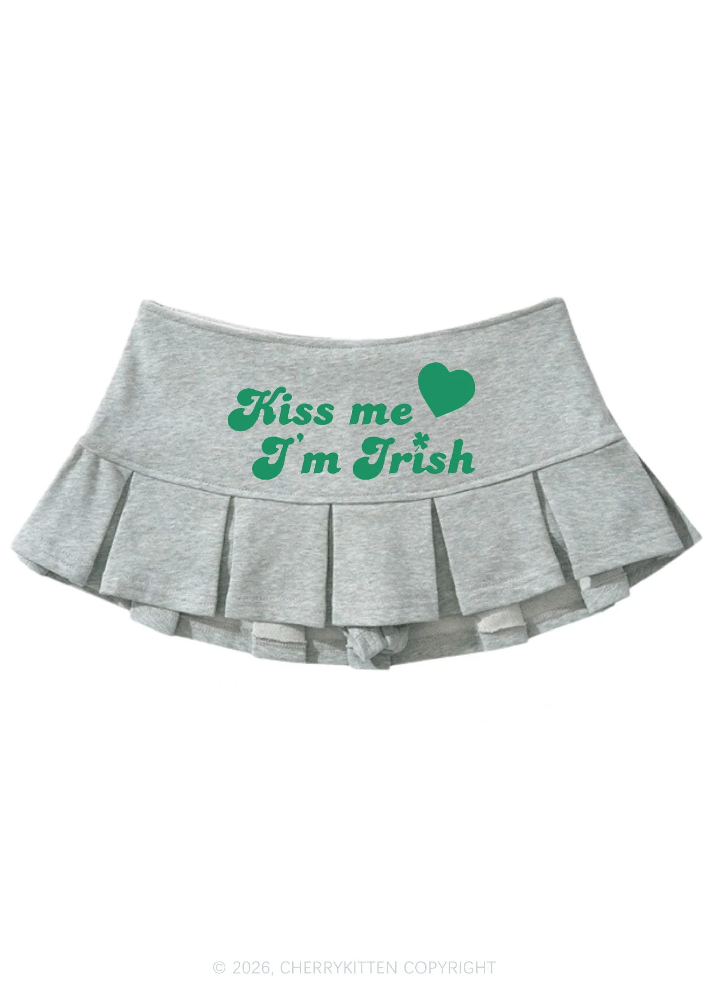 Kiss Me I'm Irish St Patricks Y2K Mini Pleated Skirts Cherrykitten - Image 2