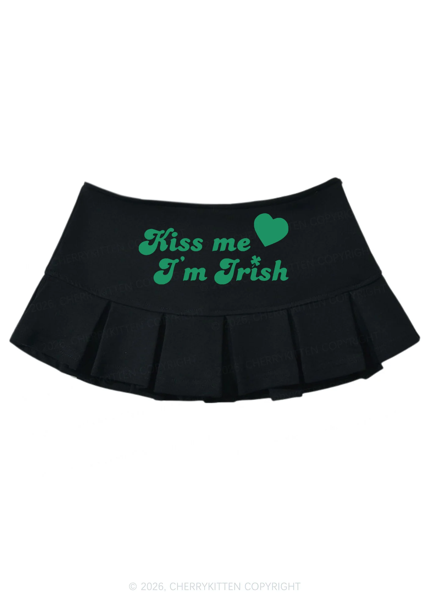 Kiss Me I'm Irish St Patricks Y2K Mini Pleated Skirts Cherrykitten - Image 3