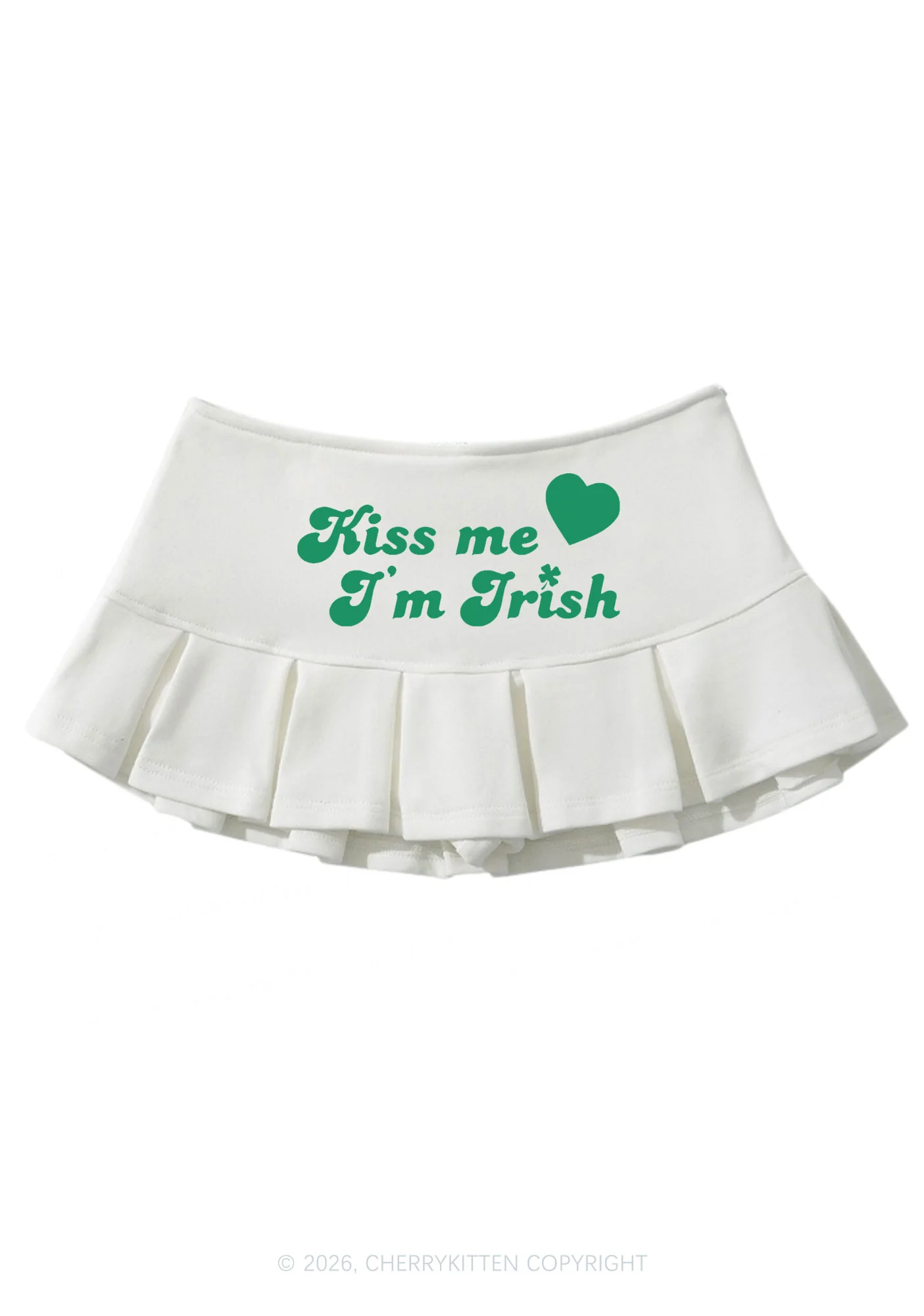 Kiss Me I'm Irish St Patricks Y2K Mini Pleated Skirts Cherrykitten - Image 4