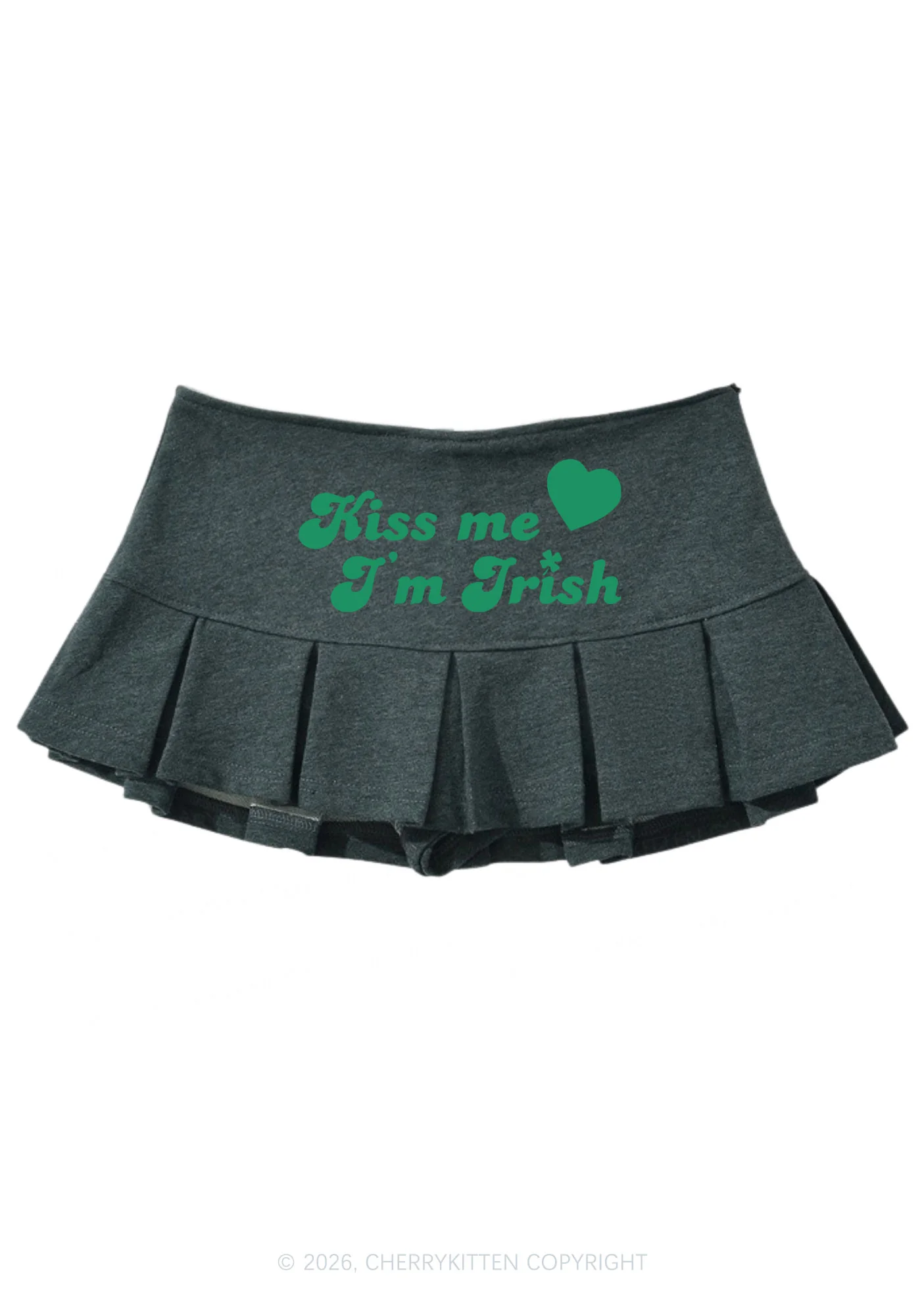 Kiss Me I'm Irish St Patricks Y2K Mini Pleated Skirts Cherrykitten - Image 5