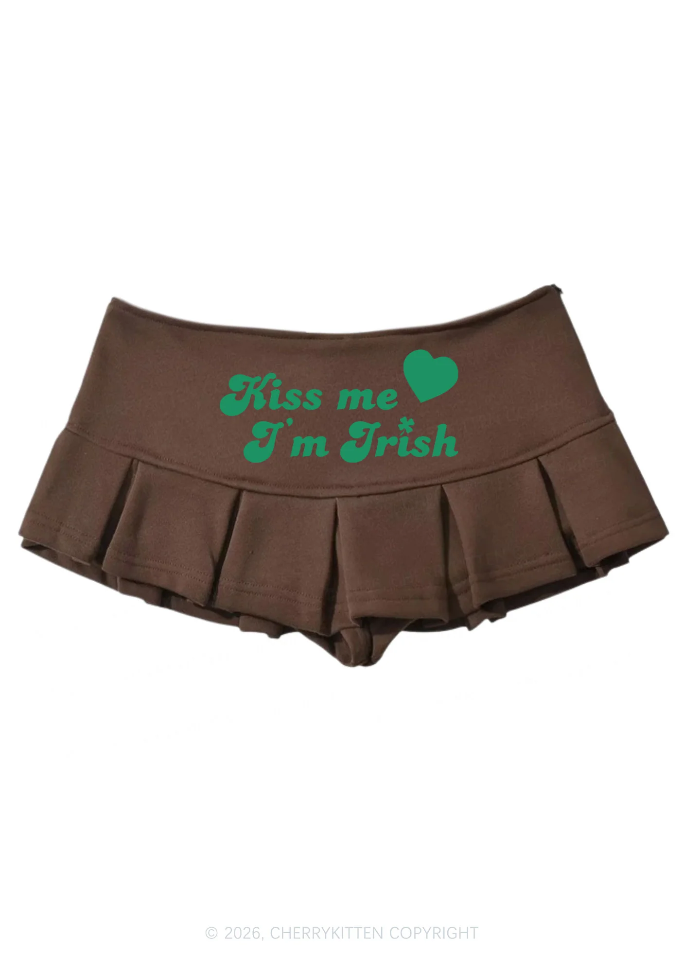 Kiss Me I'm Irish St Patricks Y2K Mini Pleated Skirts Cherrykitten - Image 6