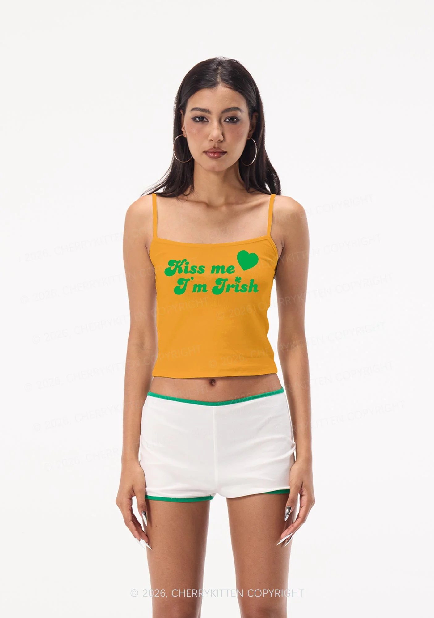 Kiss Me Im Irish St Patricks Y2K Spaghetti Strap Cami Cherrykitten - Image 2