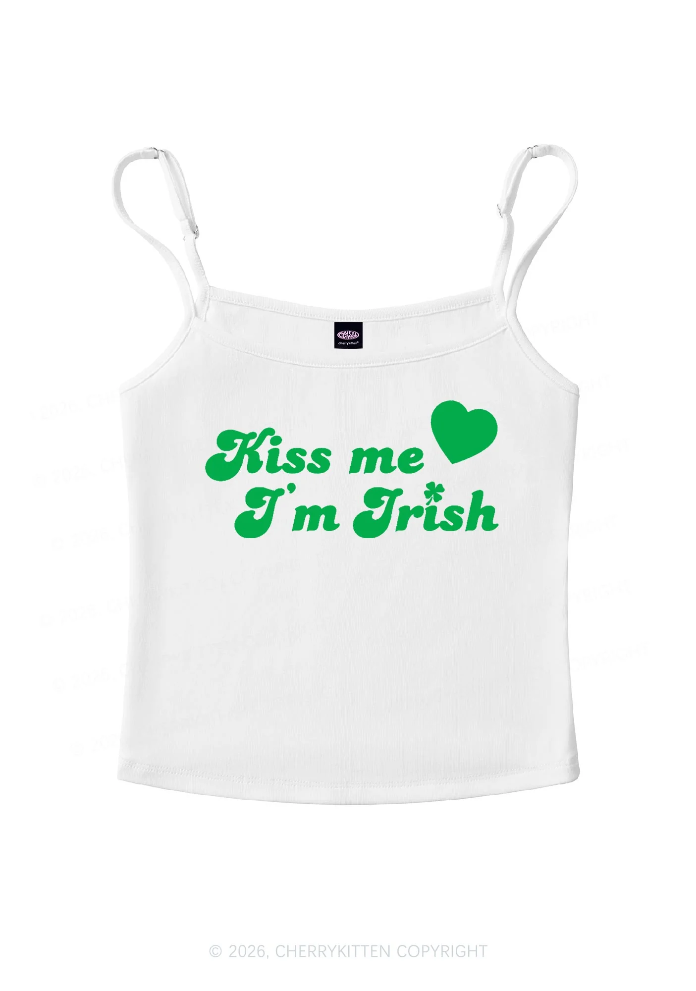 Kiss Me Im Irish St Patricks Y2K Spaghetti Strap Cami Cherrykitten - Image 3
