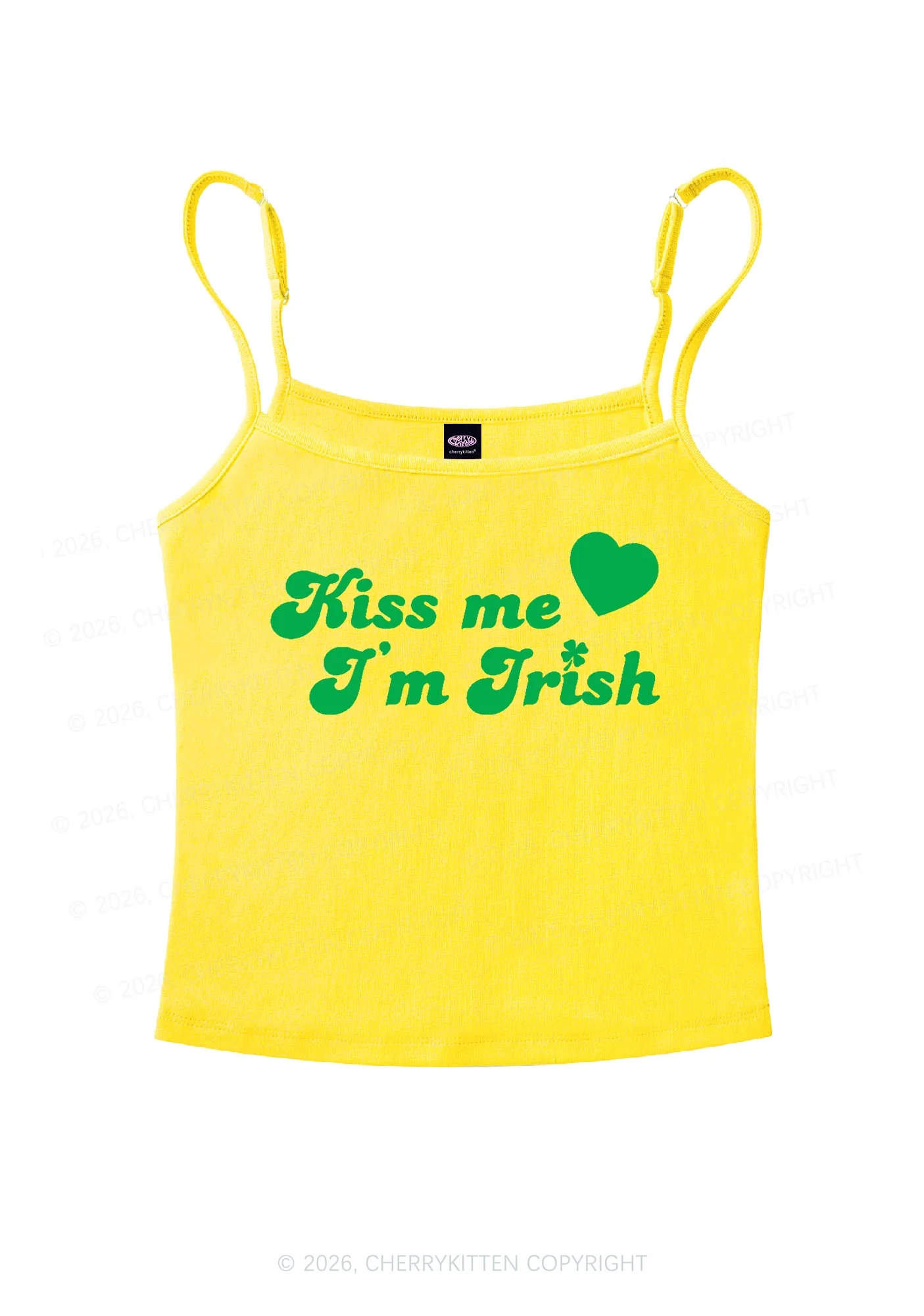 Kiss Me Im Irish St Patricks Y2K Spaghetti Strap Cami Cherrykitten - Image 4