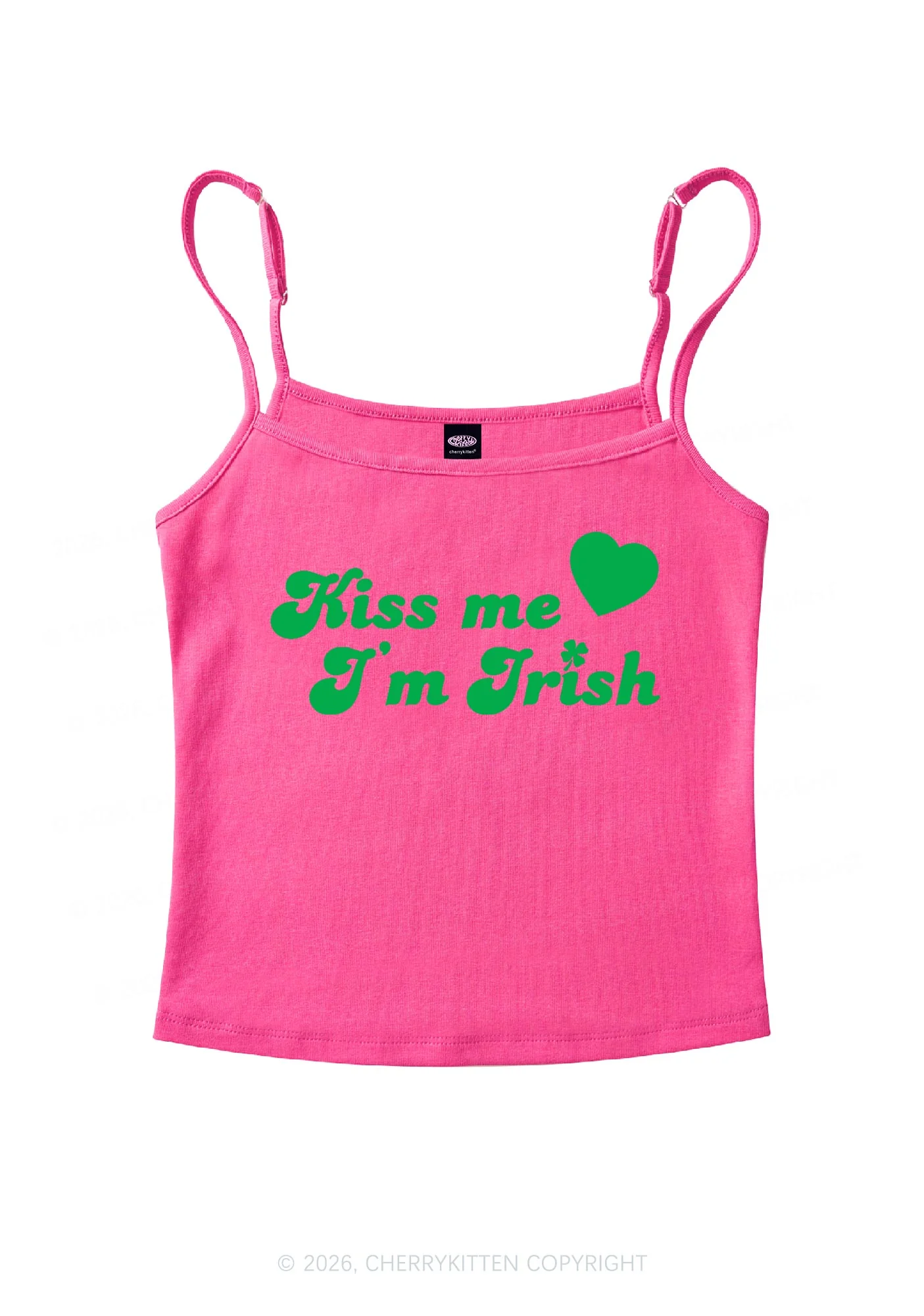 Kiss Me Im Irish St Patricks Y2K Spaghetti Strap Cami Cherrykitten - Image 5