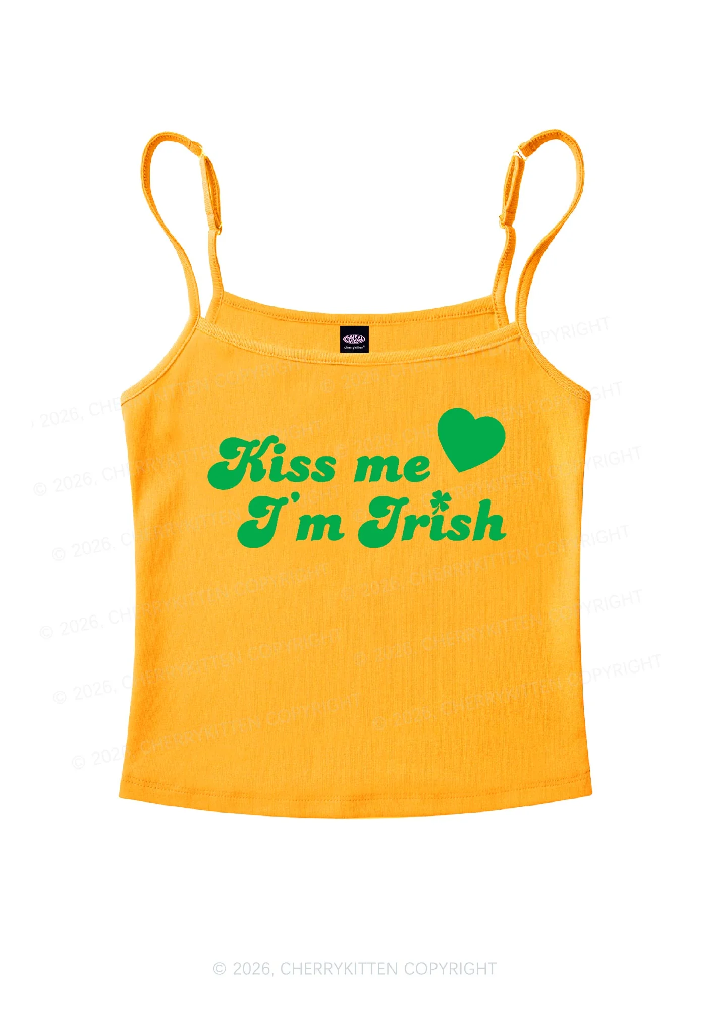 Kiss Me Im Irish St Patricks Y2K Spaghetti Strap Cami Cherrykitten - Image 6