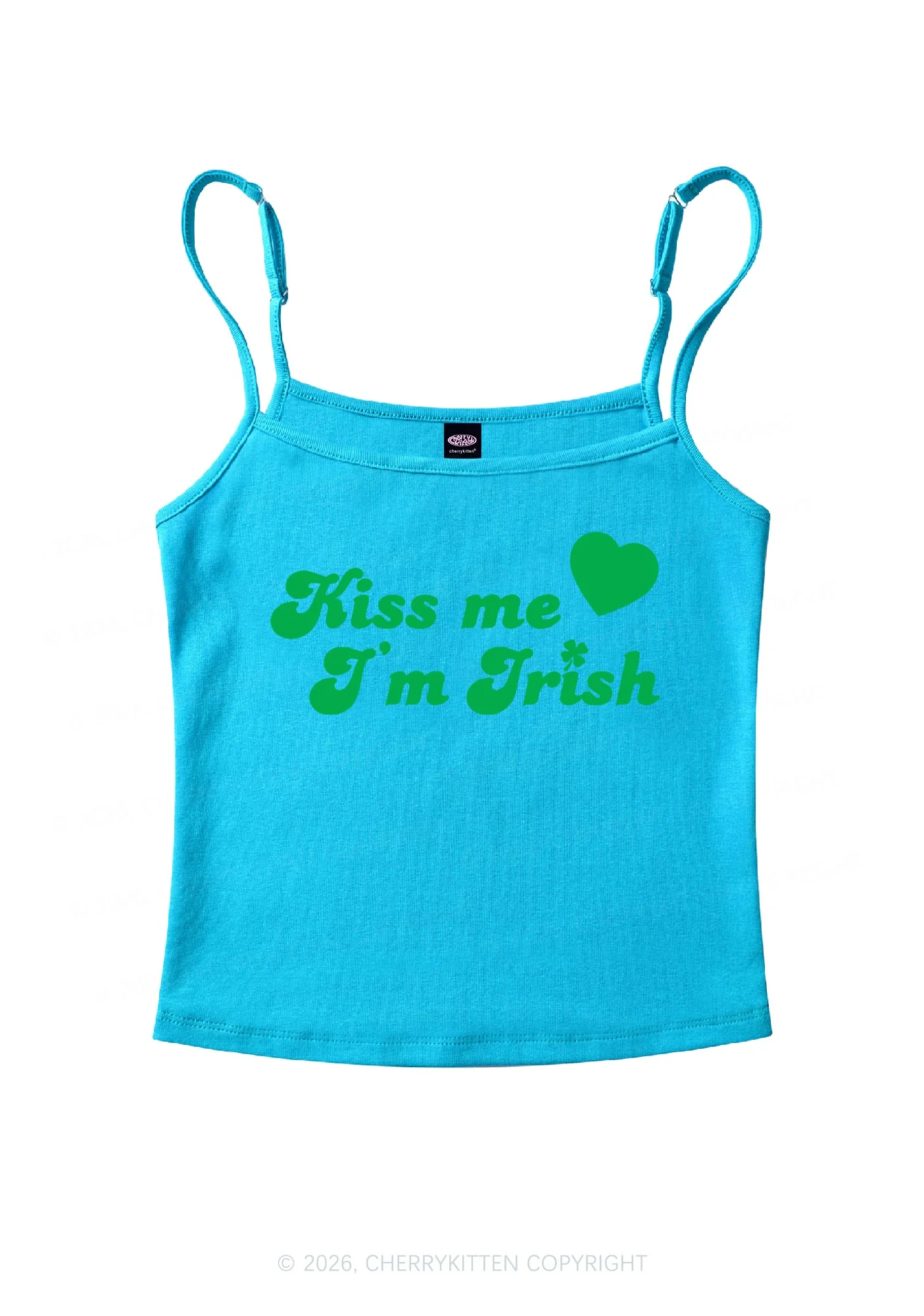 Kiss Me Im Irish St Patricks Y2K Spaghetti Strap Cami Cherrykitten - Image 7