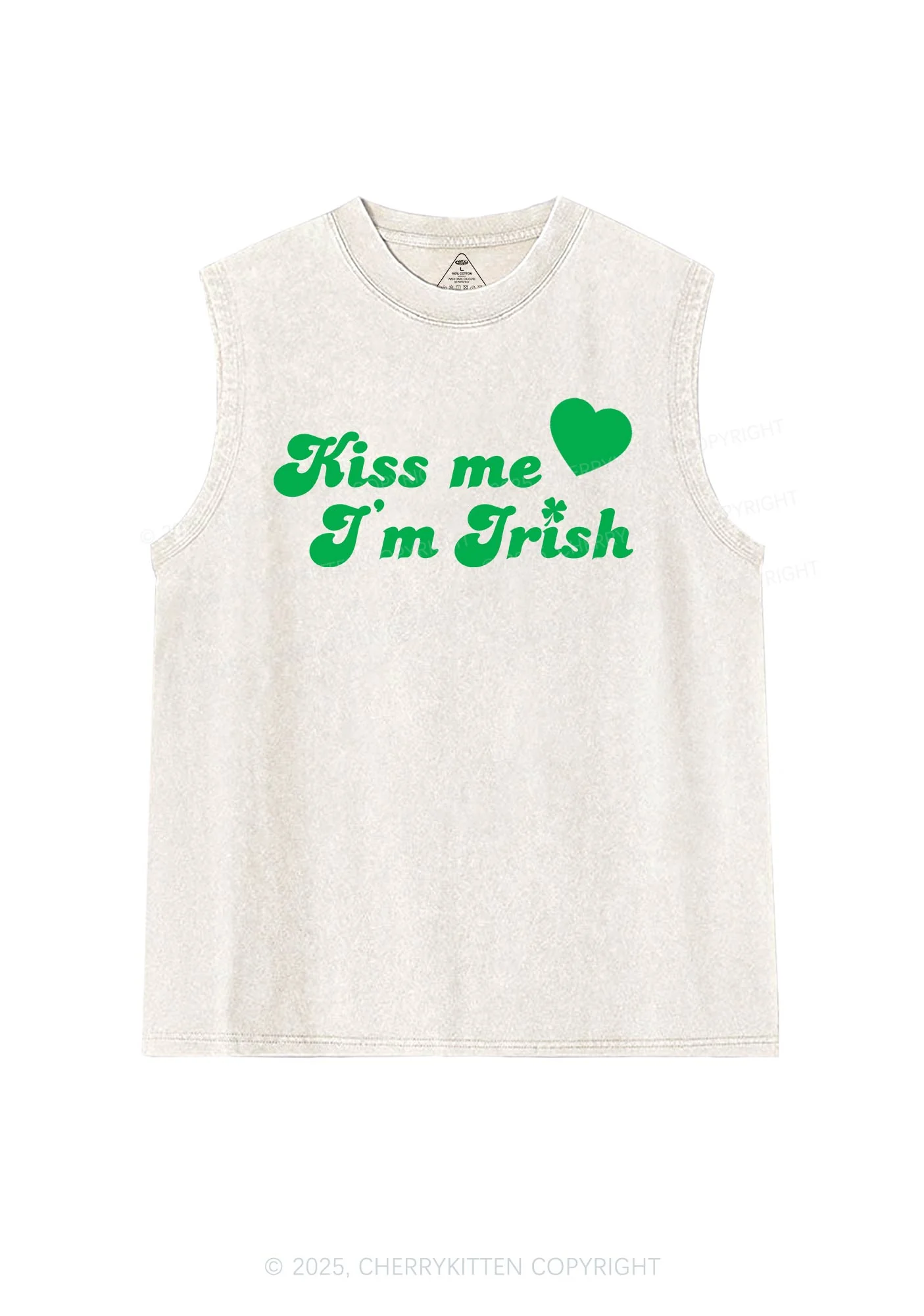 Kiss Me I'm Irish St Patricks Y2K Washed Tank Cherrykitten - Image 3