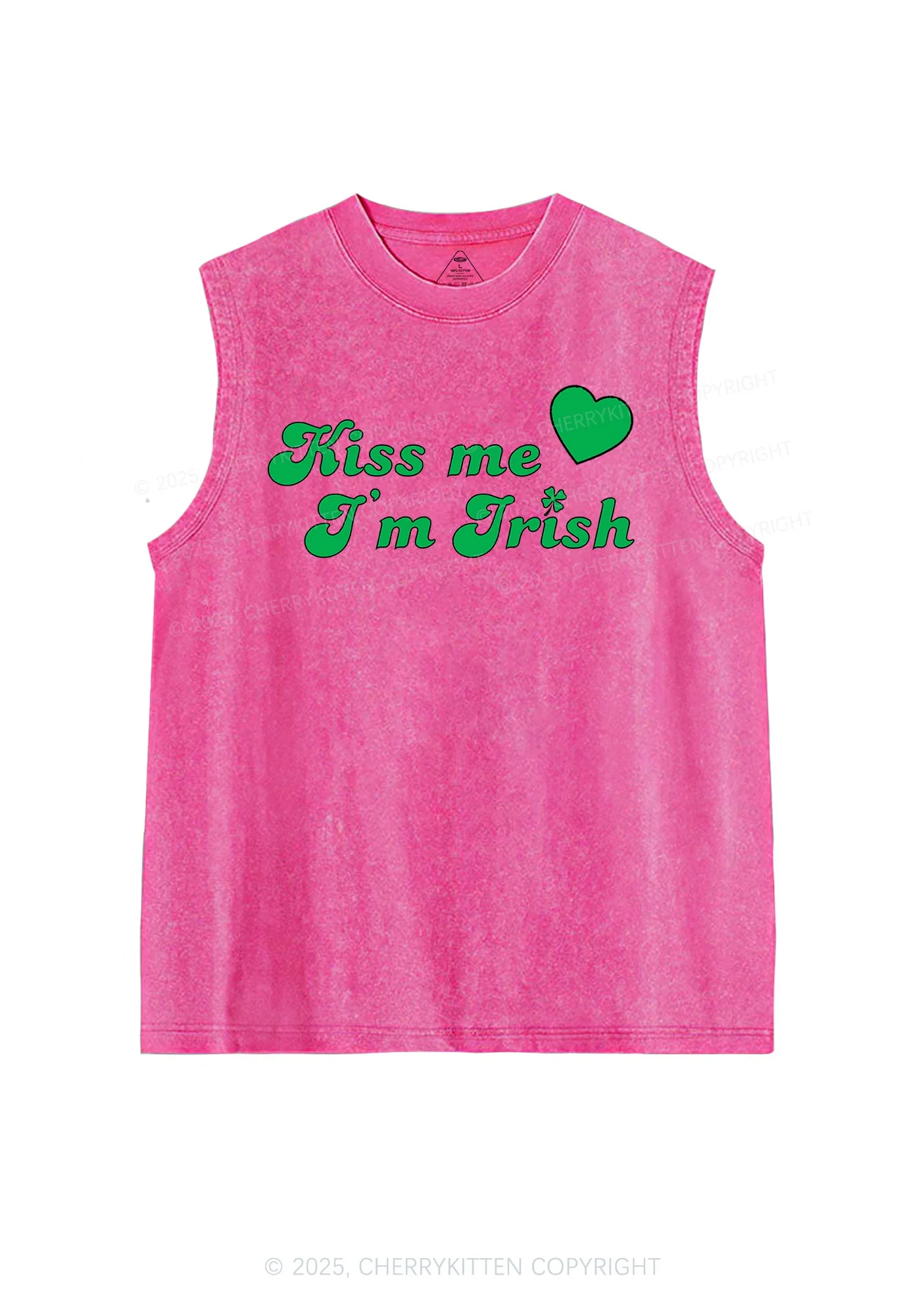 Kiss Me I'm Irish St Patricks Y2K Washed Tank Cherrykitten - Image 4