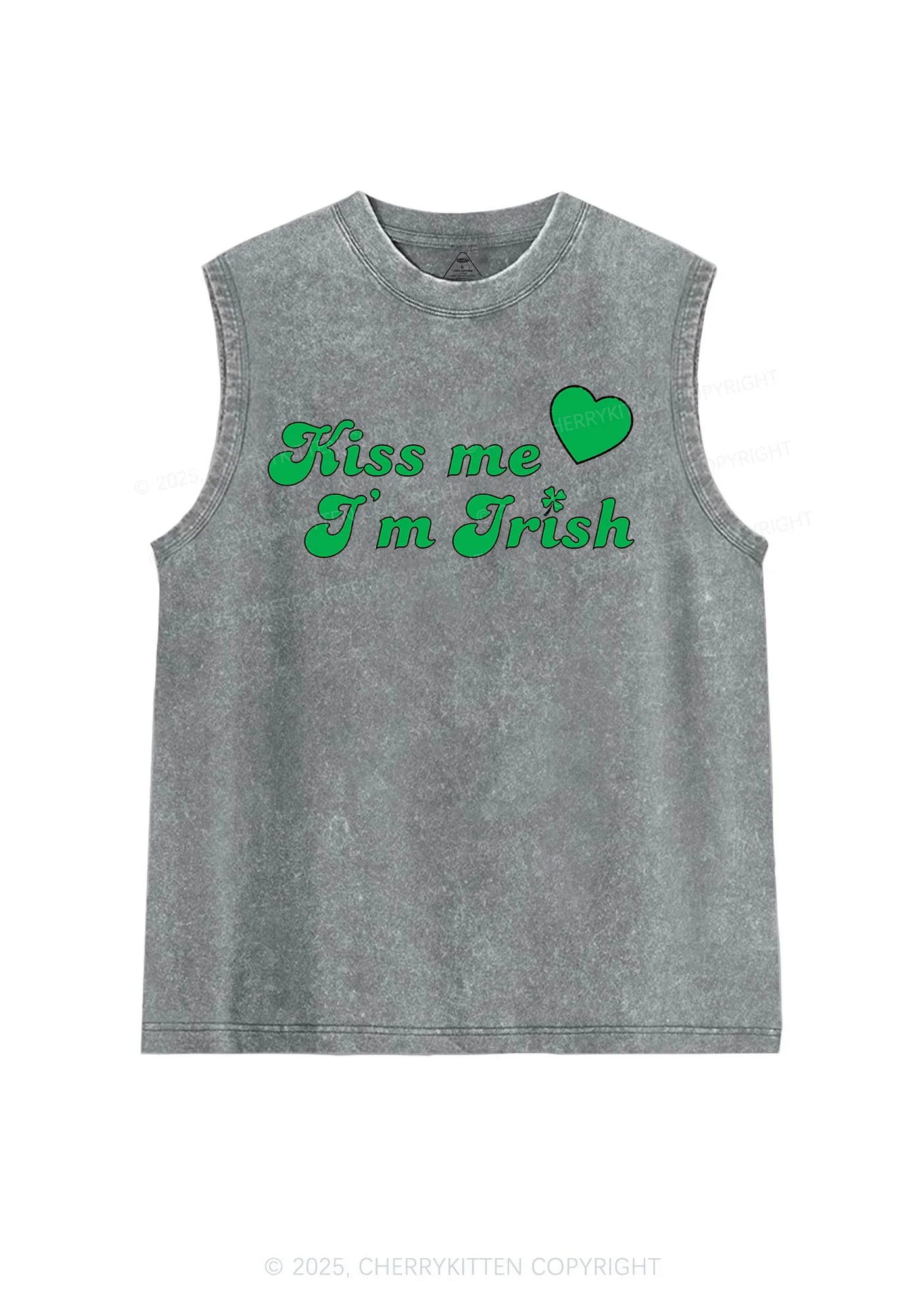 Kiss Me I'm Irish St Patricks Y2K Washed Tank Cherrykitten - Image 5