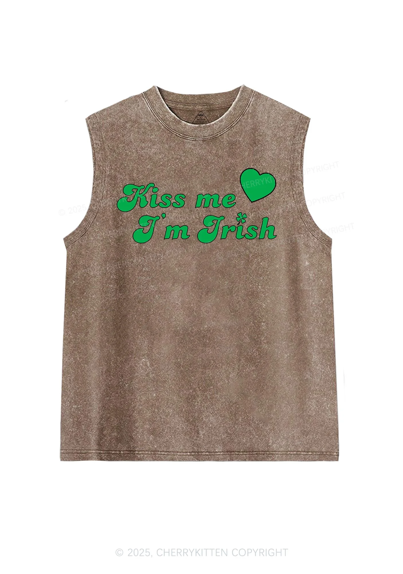 Kiss Me I'm Irish St Patricks Y2K Washed Tank Cherrykitten - Image 6
