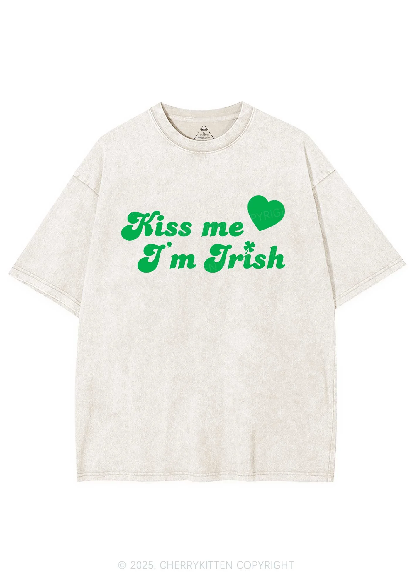 Kiss Me I'm Irish St Patricks Y2K Washed Tee Cherrykitten - Image 4