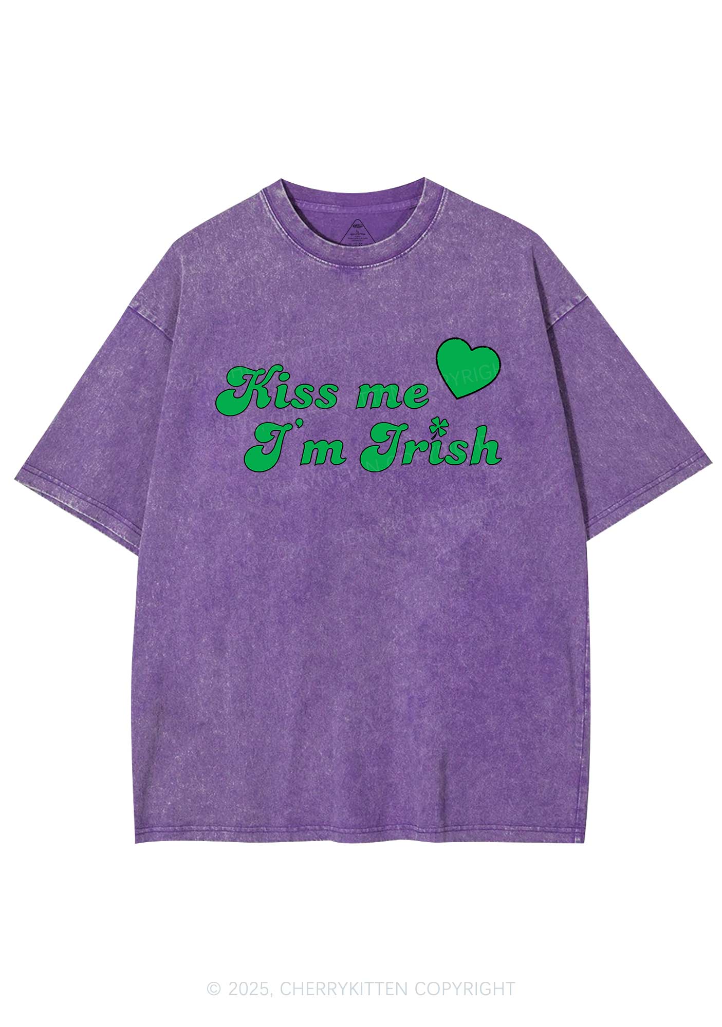 Kiss Me I'm Irish St Patricks Y2K Washed Tee Cherrykitten - Image 6
