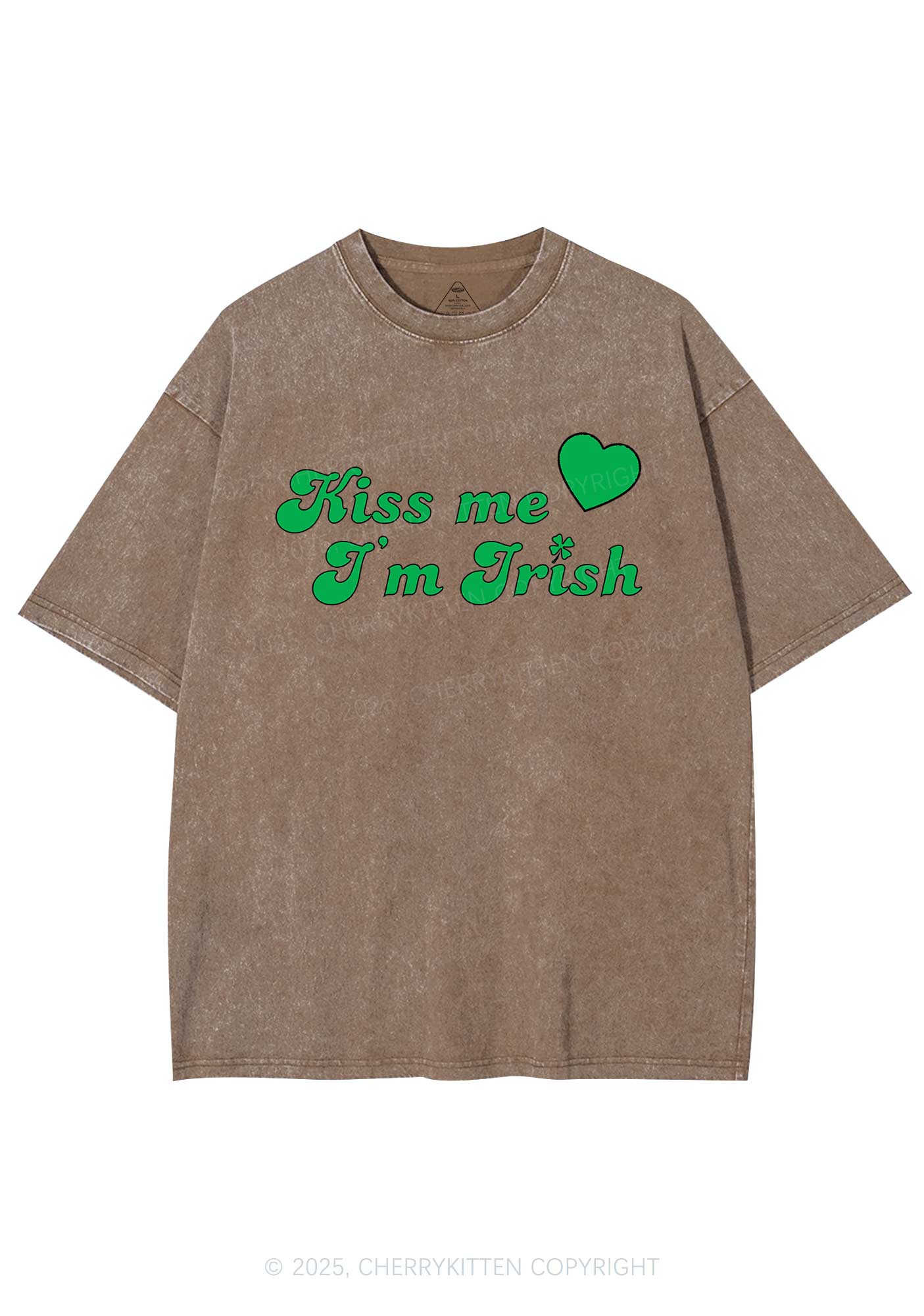 Kiss Me I'm Irish St Patricks Y2K Washed Tee Cherrykitten - Image 7