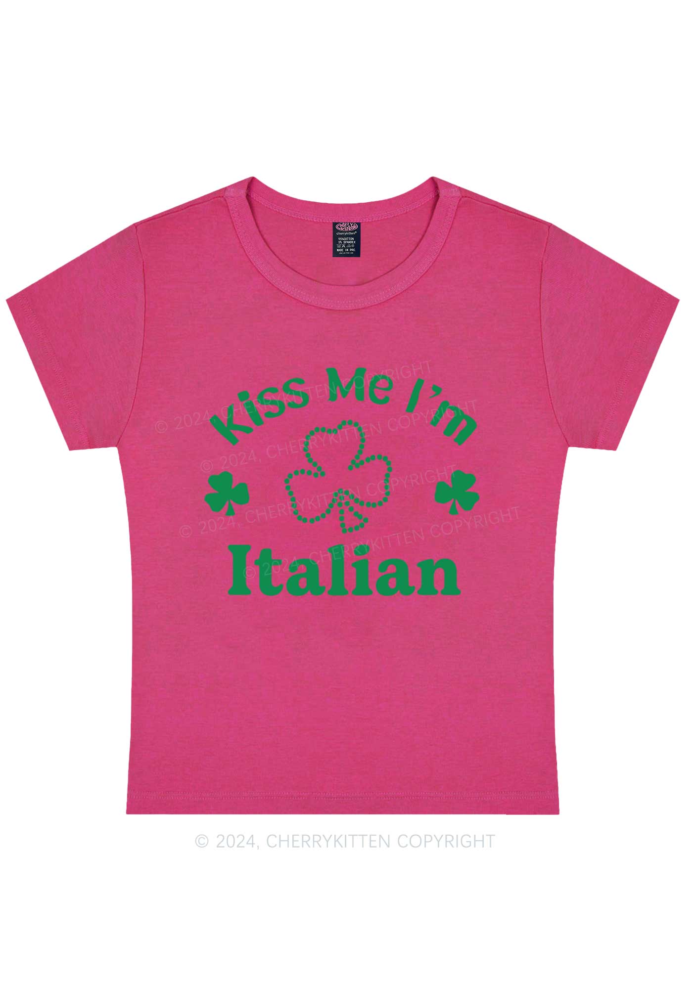 Kiss Me Im Italian St Patricks Y2K Baby Tee Cherrykitten - Image 10