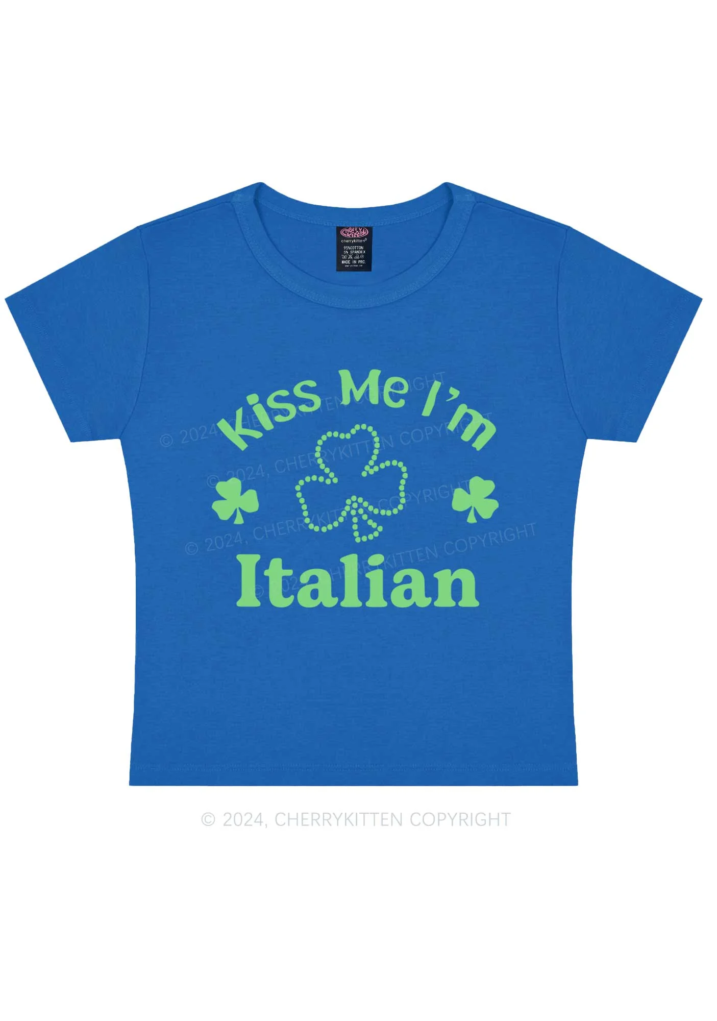 Kiss Me Im Italian St Patricks Y2K Baby Tee Cherrykitten - Image 12