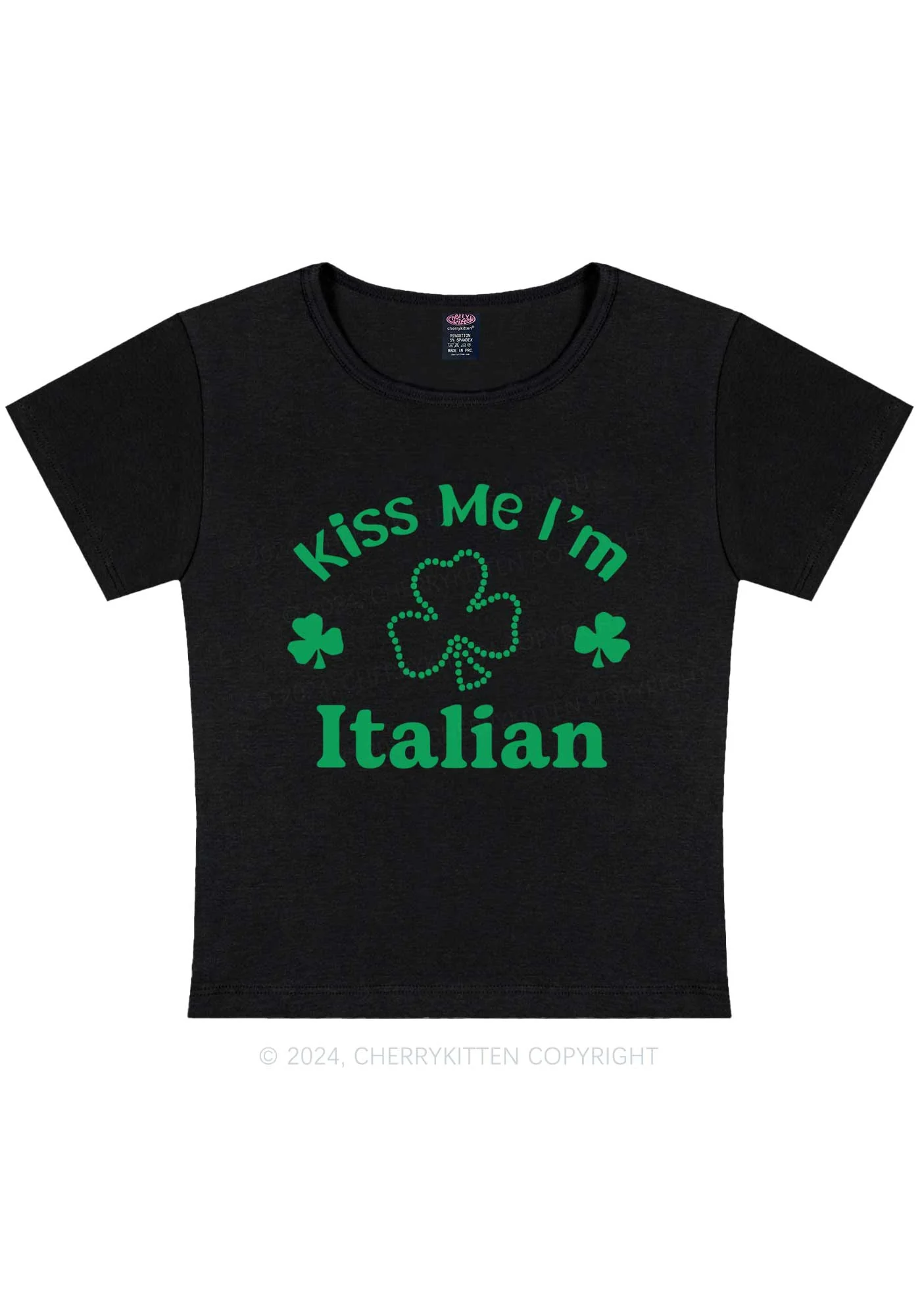 Kiss Me Im Italian St Patricks Y2K Baby Tee Cherrykitten - Image 4