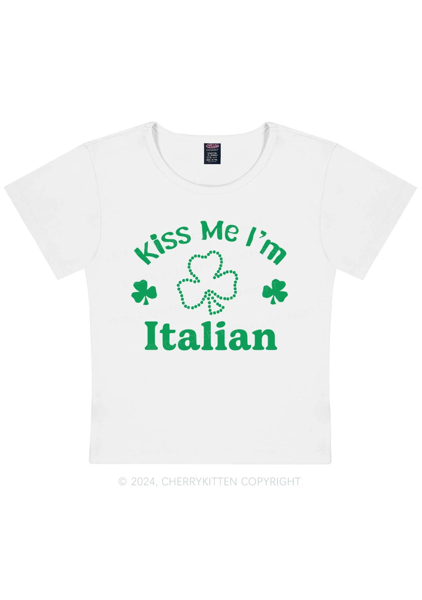 Kiss Me Im Italian St Patricks Y2K Baby Tee Cherrykitten - Image 5