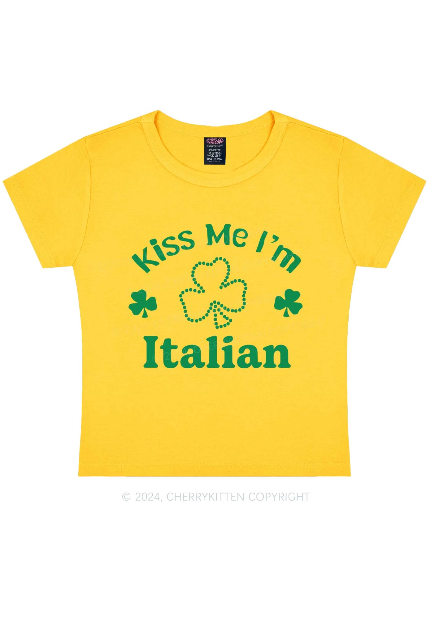 Kiss Me Im Italian St Patricks Y2K Baby Tee Cherrykitten - Image 6