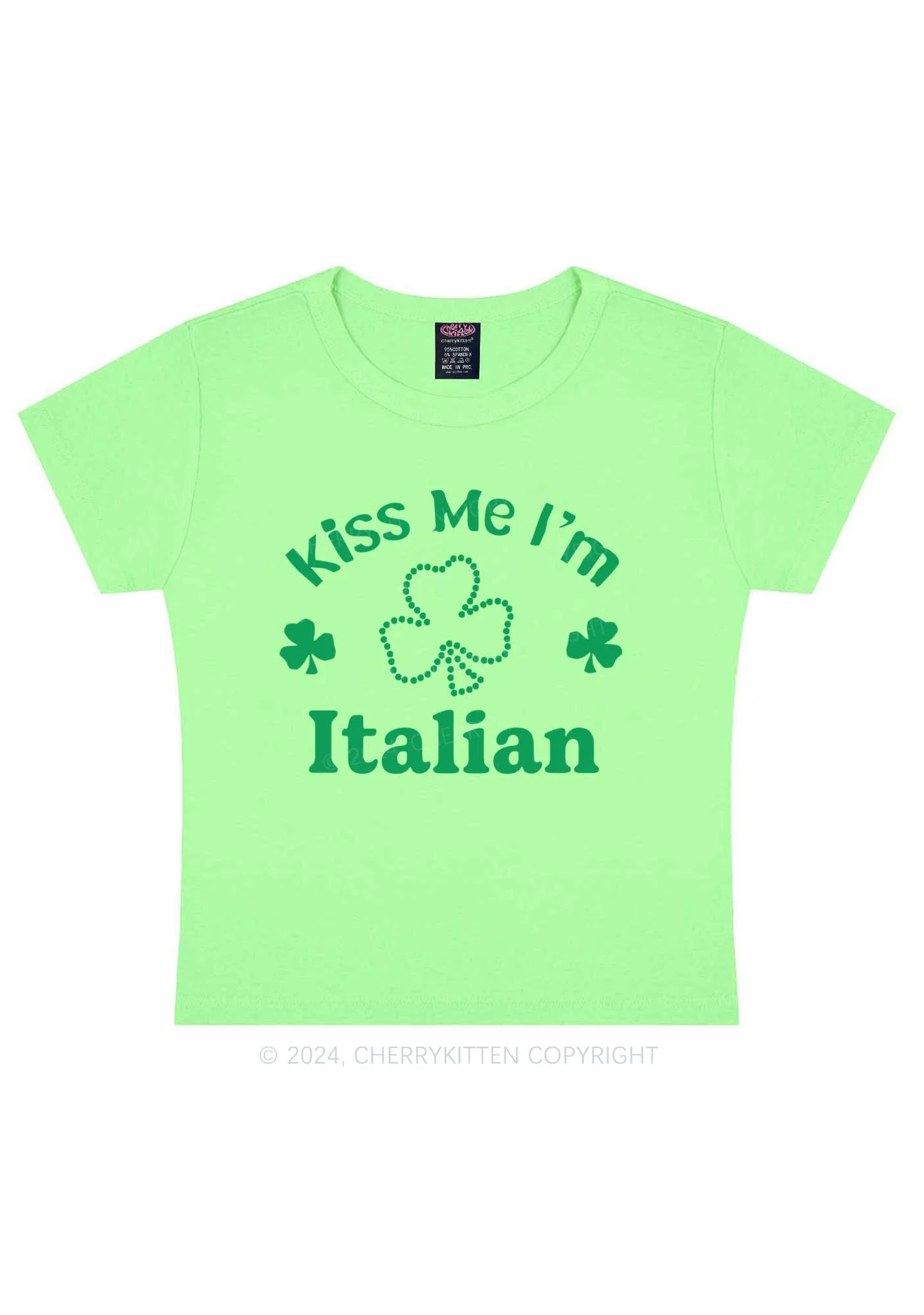 Kiss Me Im Italian St Patricks Y2K Baby Tee Cherrykitten - Image 7