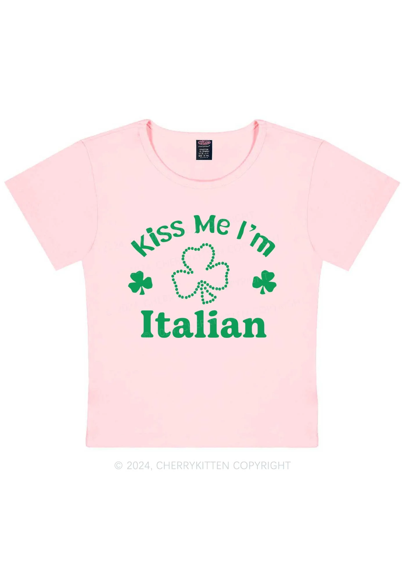 Kiss Me Im Italian St Patricks Y2K Baby Tee Cherrykitten - Image 8