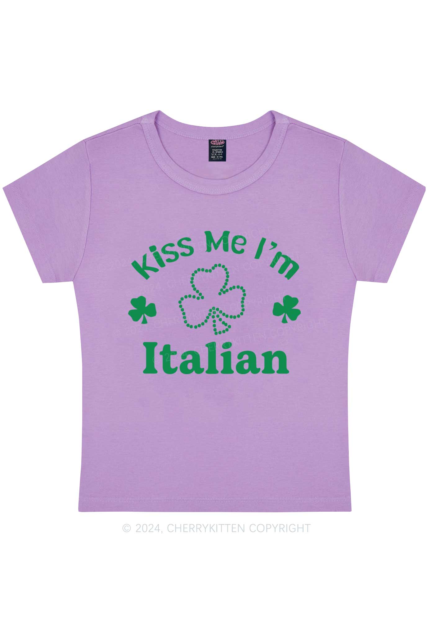 Kiss Me Im Italian St Patricks Y2K Baby Tee Cherrykitten - Image 9