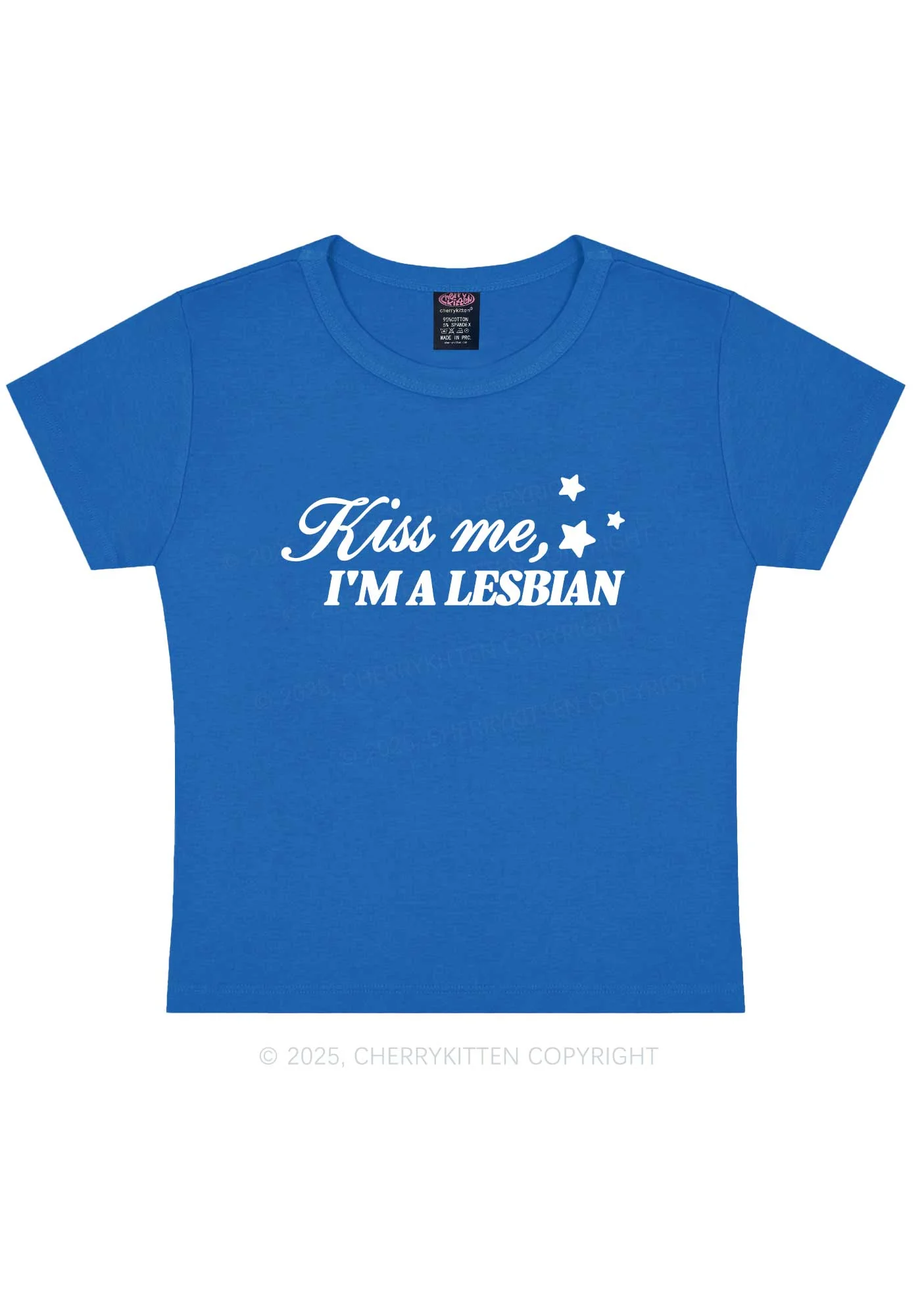 Kiss Me Im Lesbian Pride Y2K Baby Tee Cherrykitten - Image 10