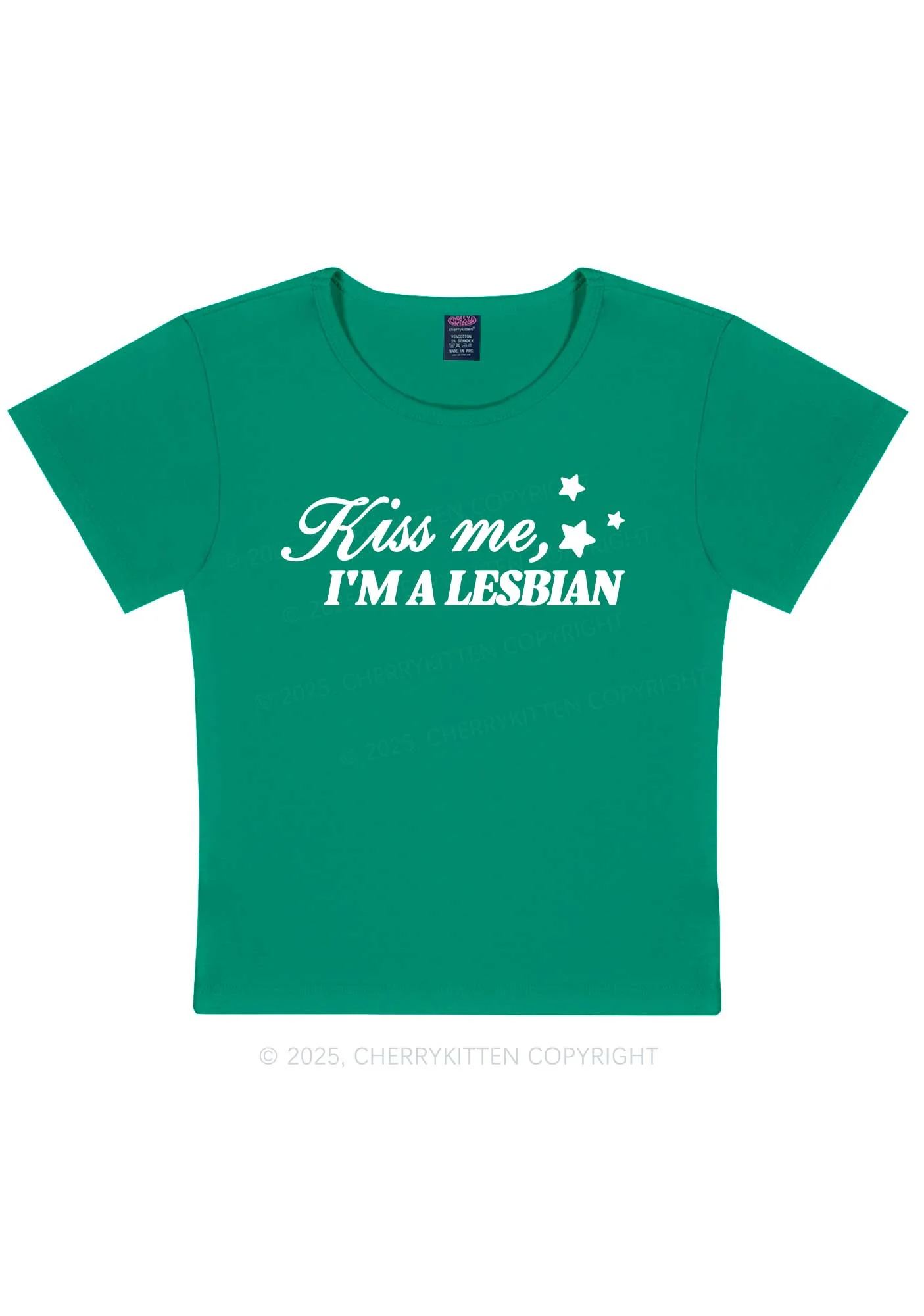 Kiss Me Im Lesbian Pride Y2K Baby Tee Cherrykitten - Image 12