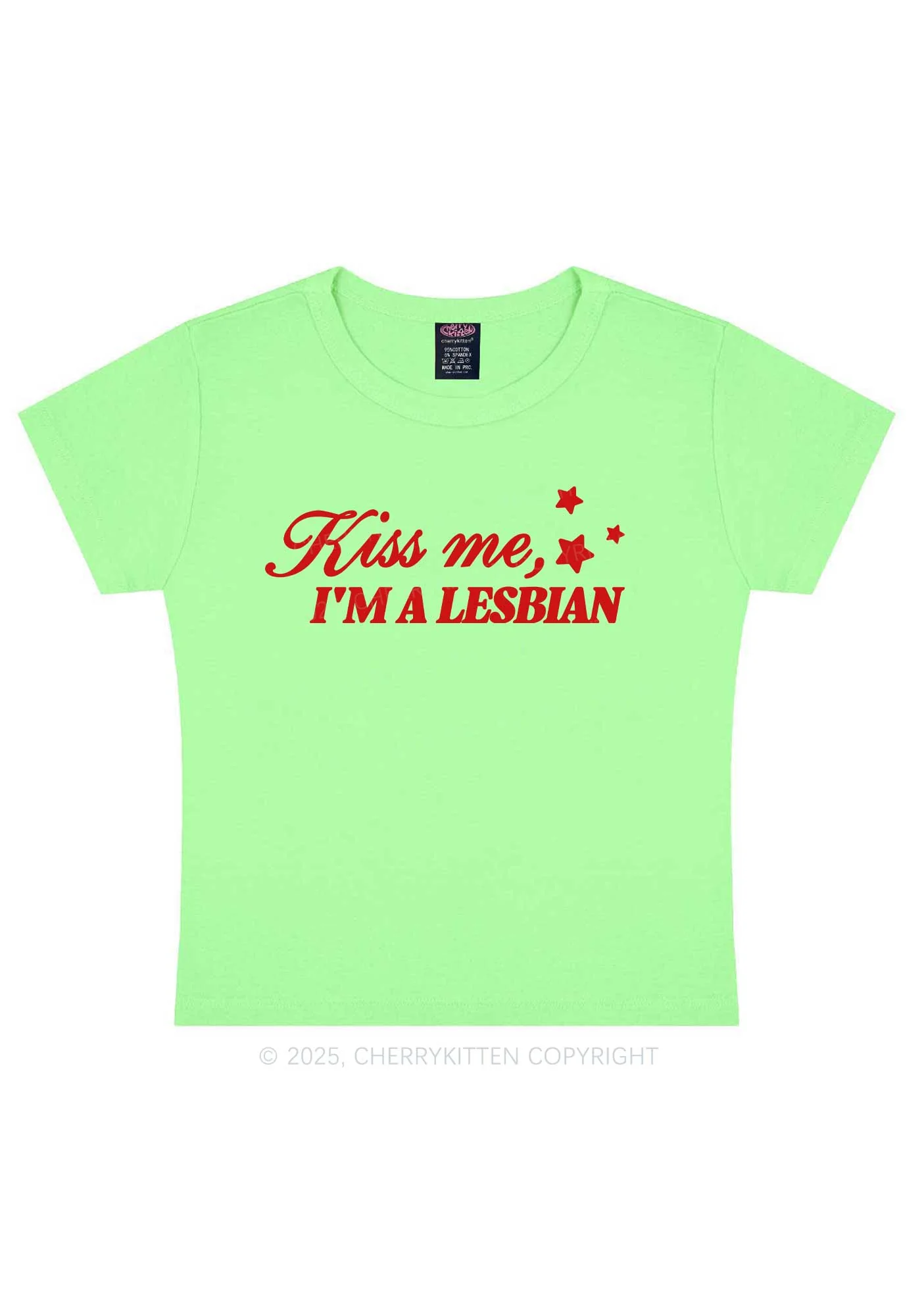 Kiss Me Im Lesbian Pride Y2K Baby Tee Cherrykitten - Image 13
