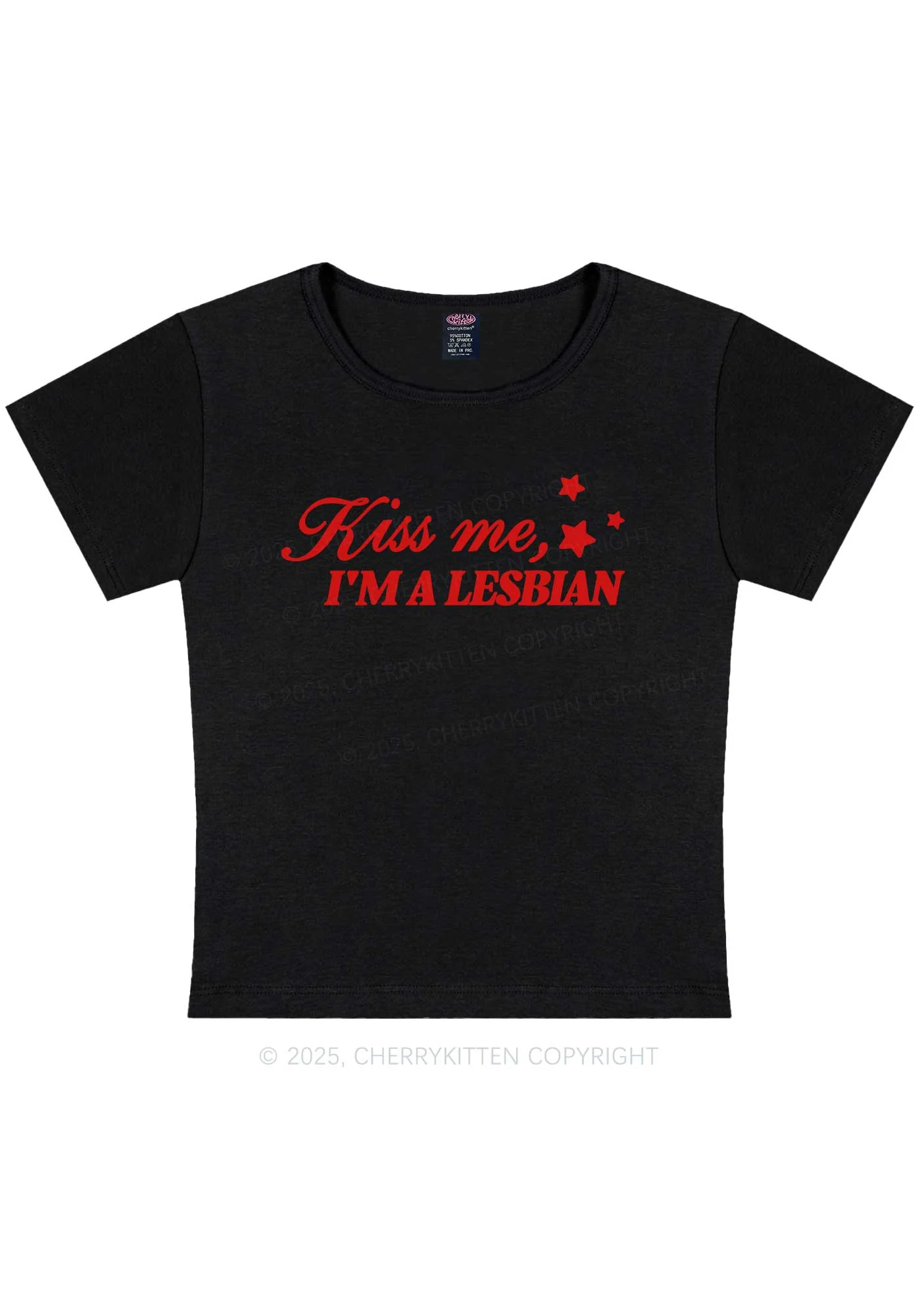 Kiss Me Im Lesbian Pride Y2K Baby Tee Cherrykitten - Image 4