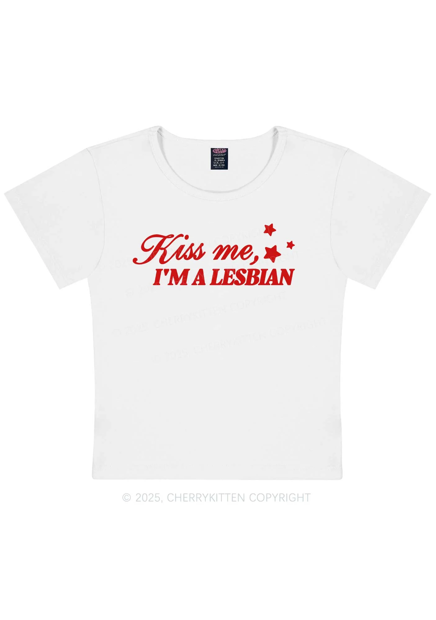 Kiss Me Im Lesbian Pride Y2K Baby Tee Cherrykitten - Image 5